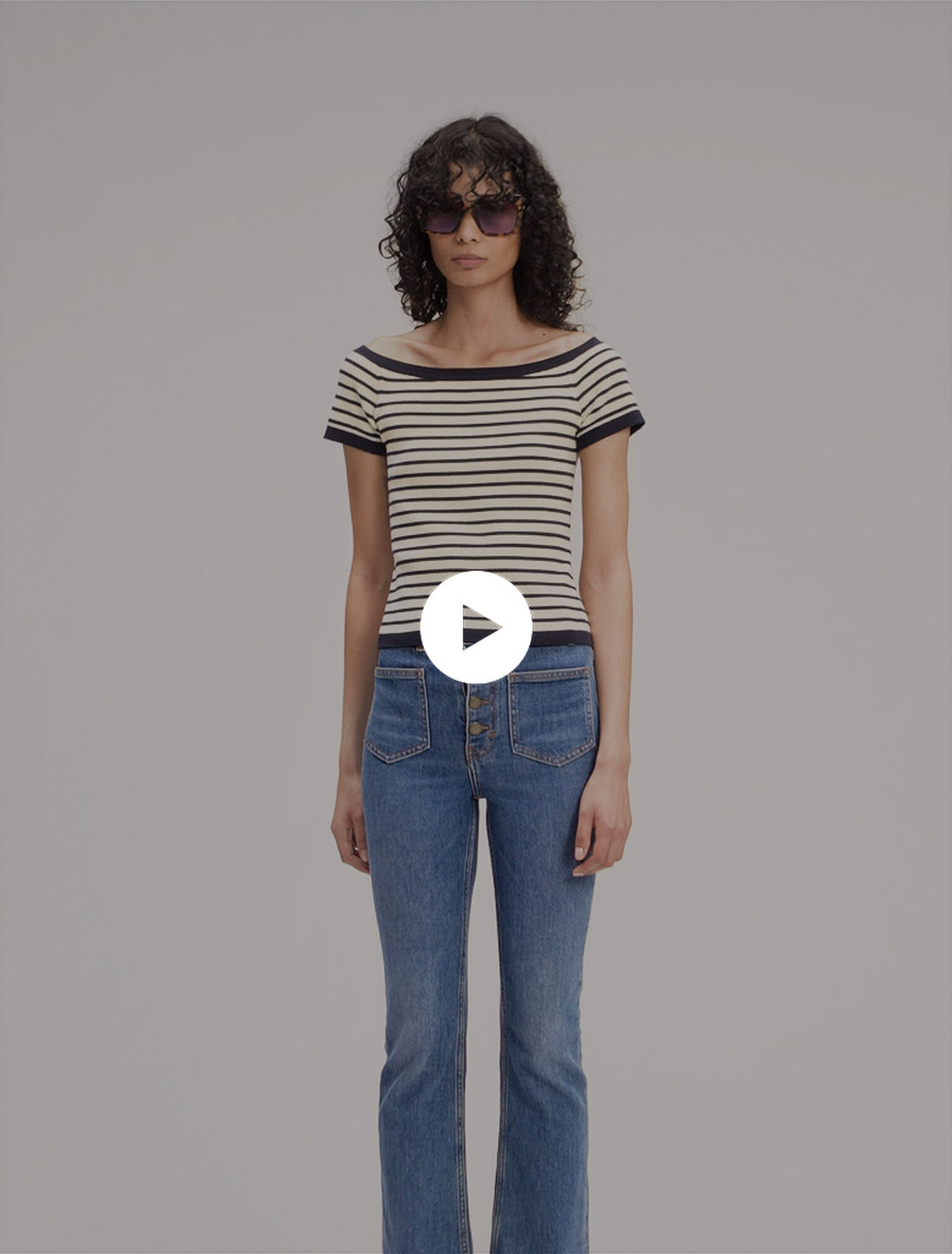 Rib knit short sleeve boat neck top
