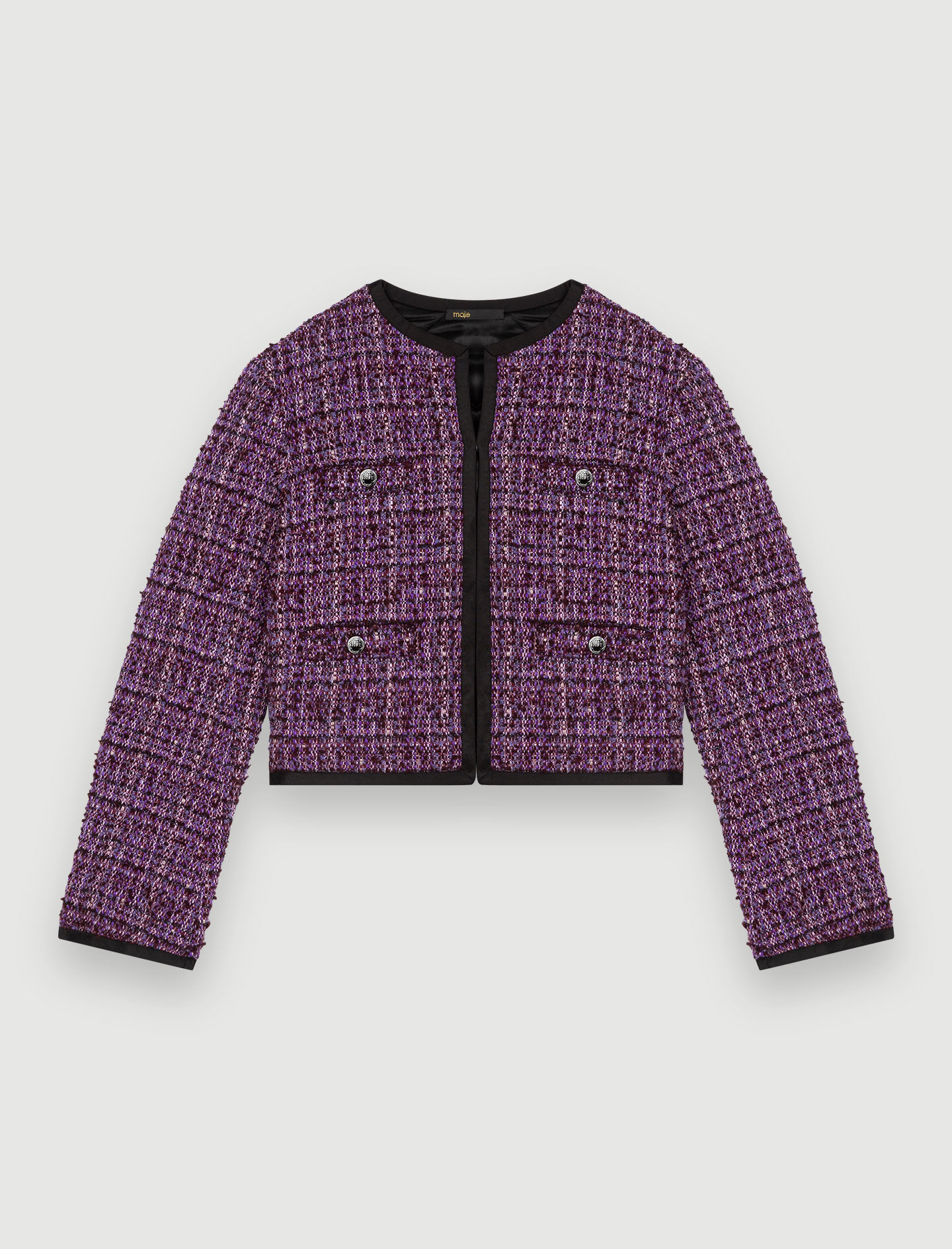 Purple quilted tweed jacket Purple For Women | Maje