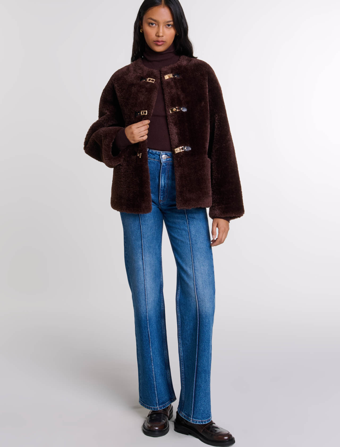Brown Faux Fur Short Plush Jacket | River Island