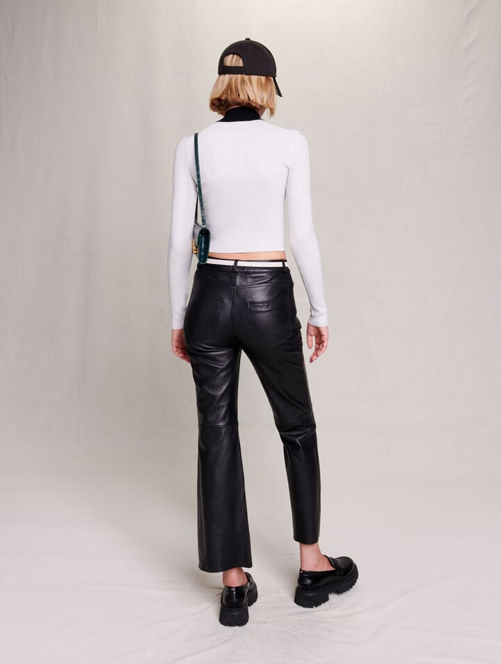 Cropped decorative knit jumper