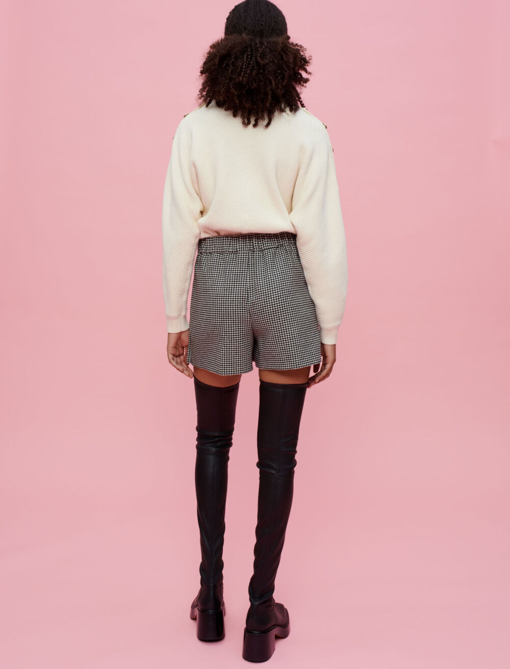 Trompe l'oeil houndstooth shorts Bicolor For Women | Maje