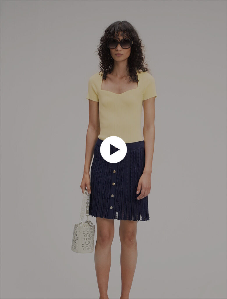 Woven knit short skirt Blue For Women | Maje