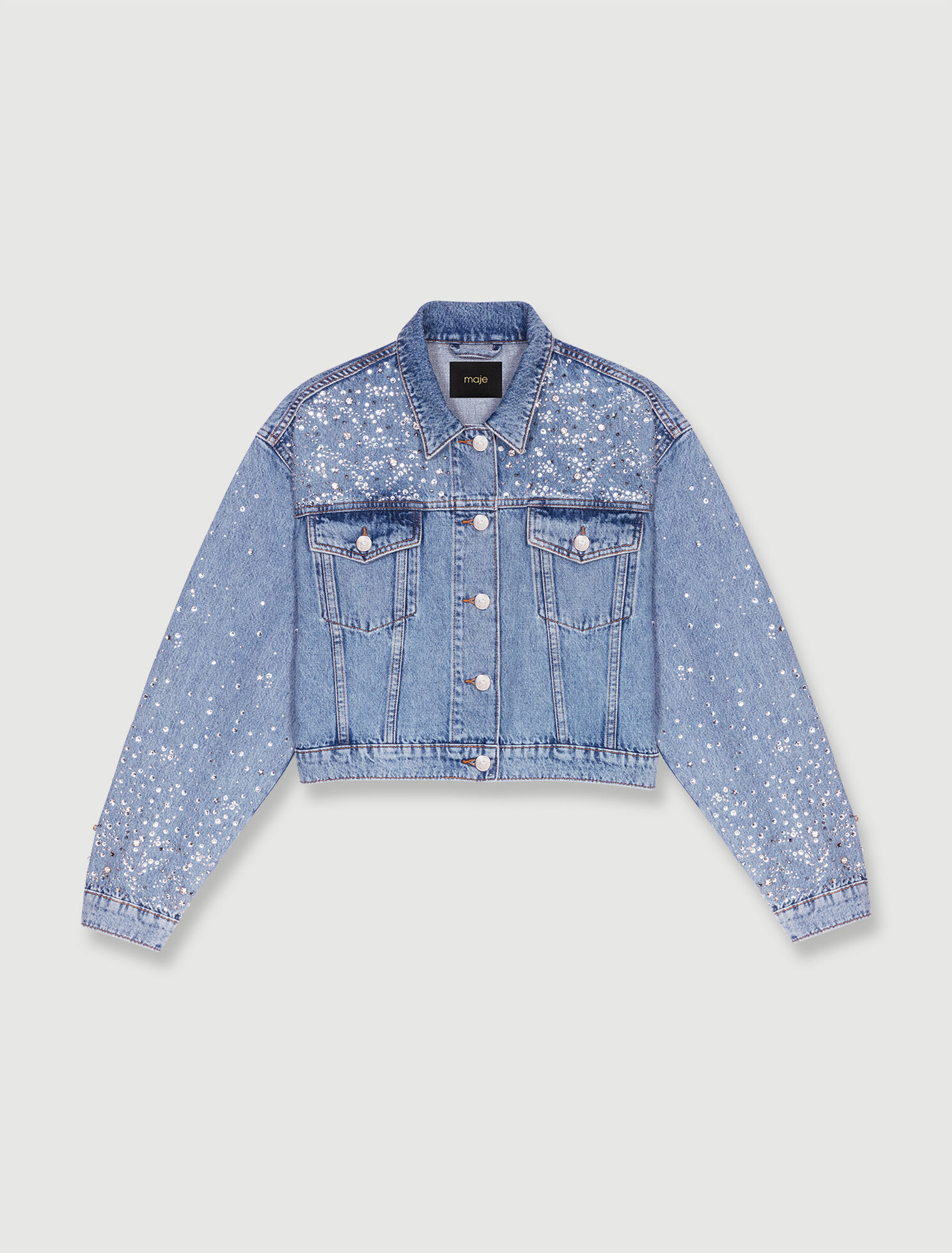 Denim jacket with rhinestones