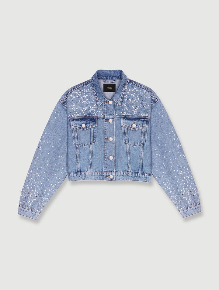 Denim jacket with rhinestones
