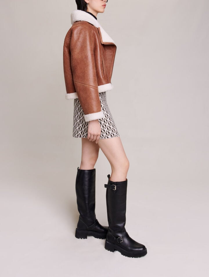 Short lambskin leather jacket