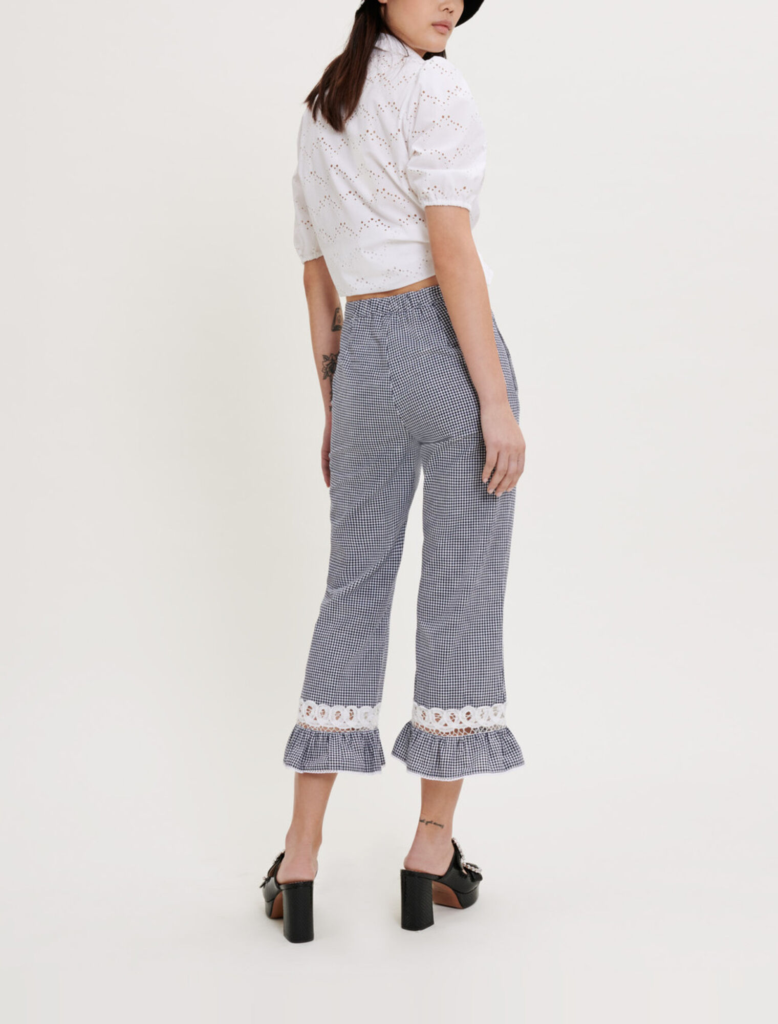 Gingham and lace pants