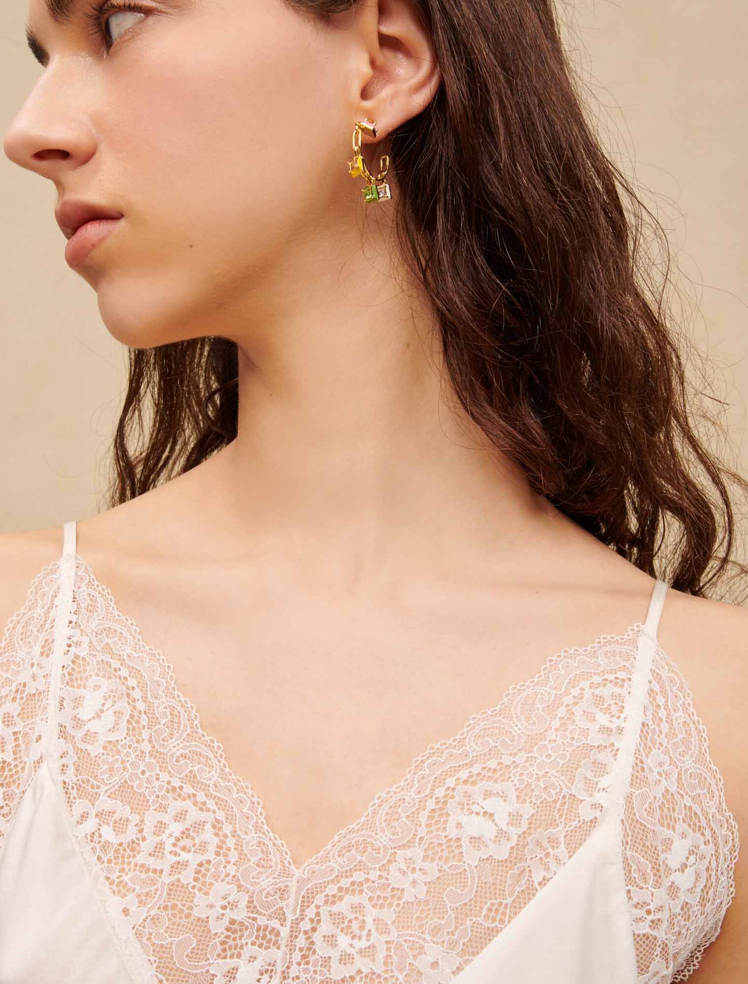 Silk satin and lace top