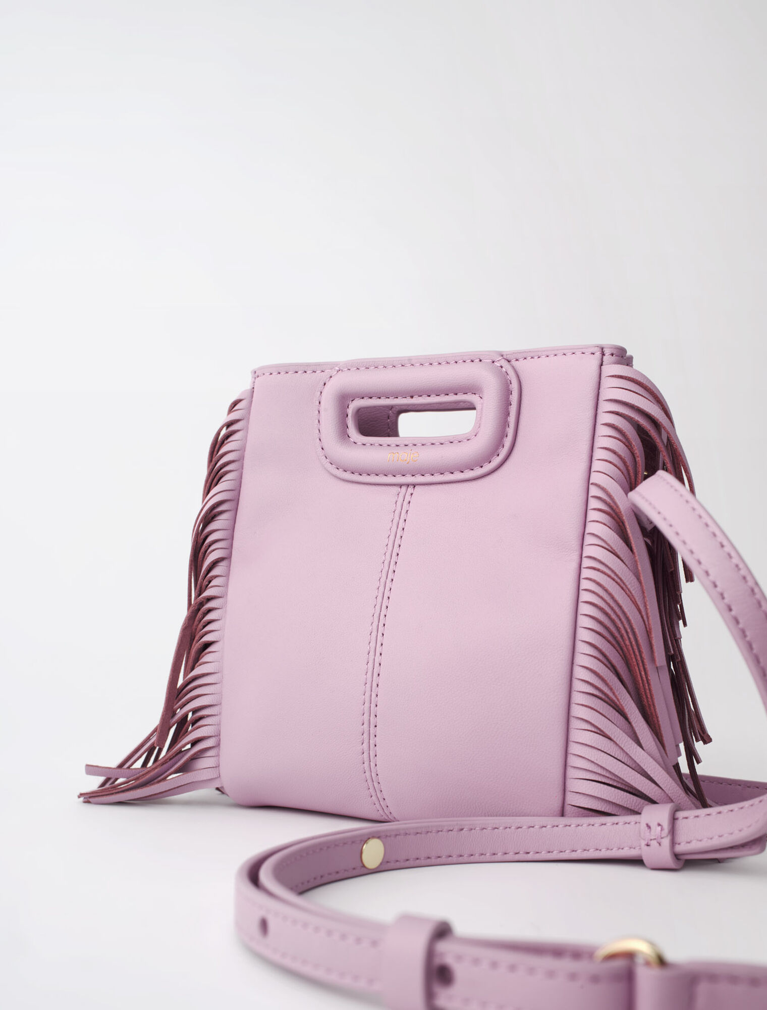 Leather mini M bag with chain