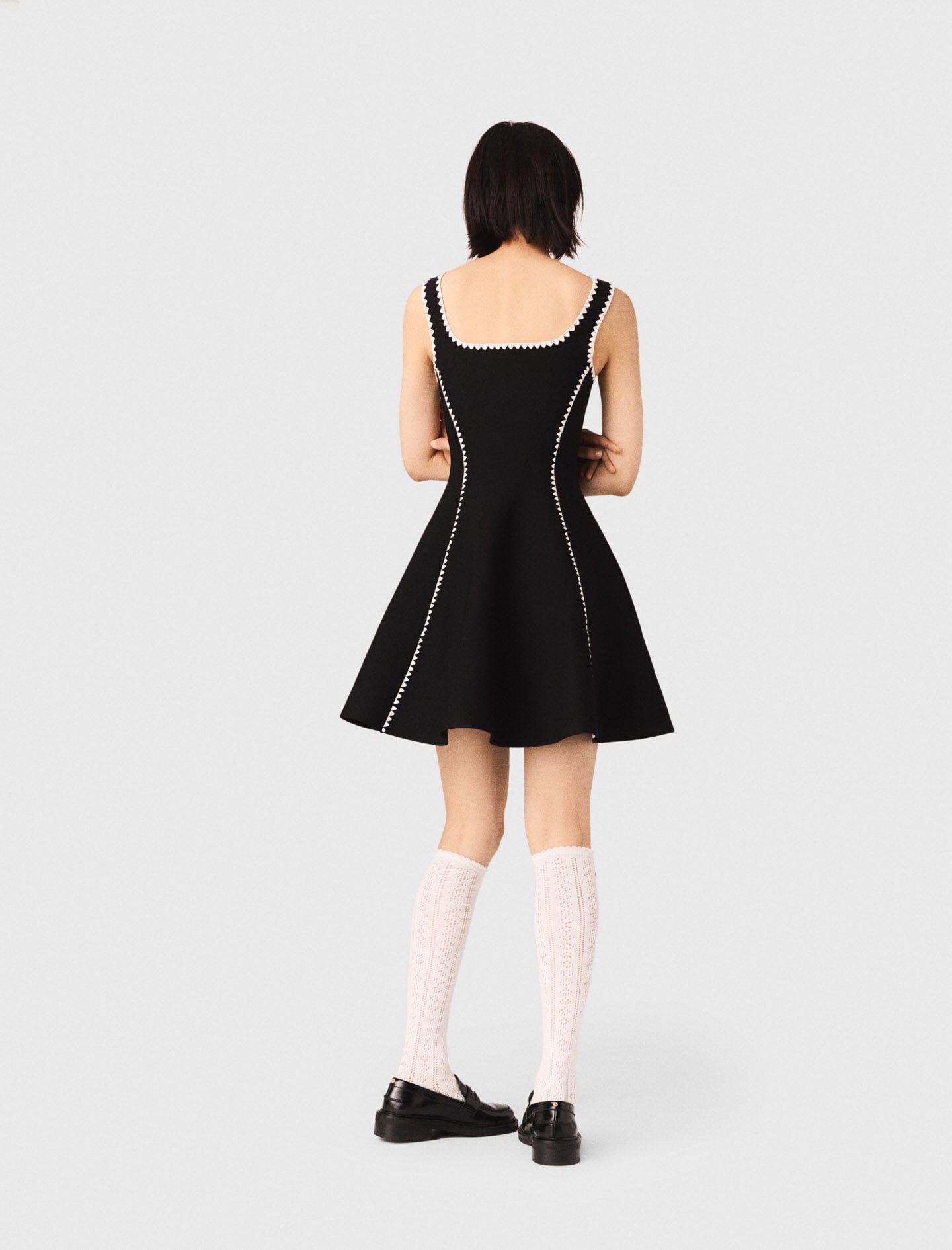 Short dress with topstitch details Black / Gray For Women | Maje