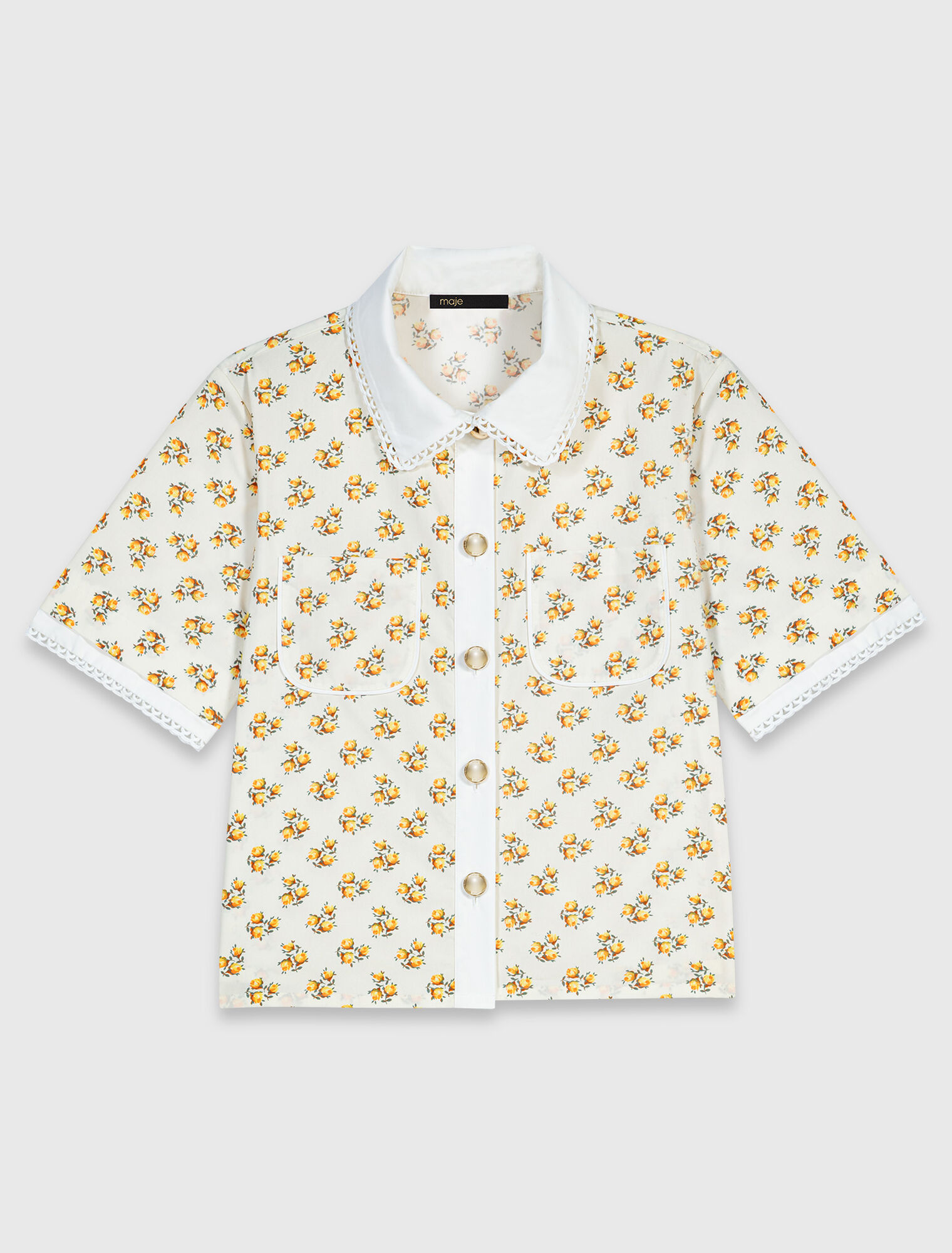 Patterned shirt with croquet trim