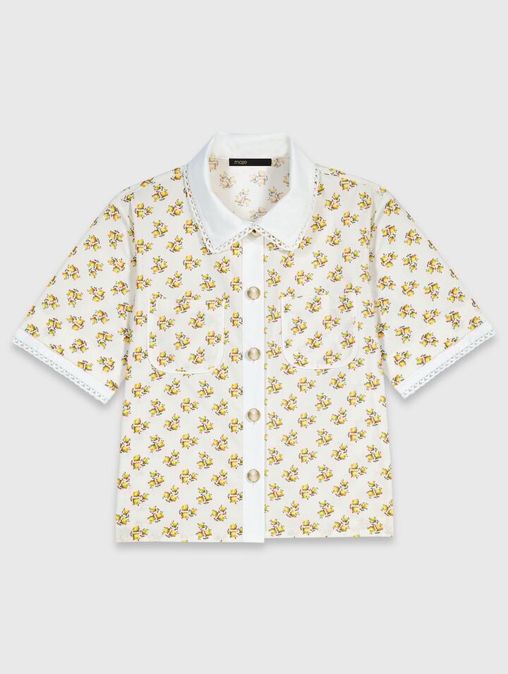 Patterned shirt with croquet trim