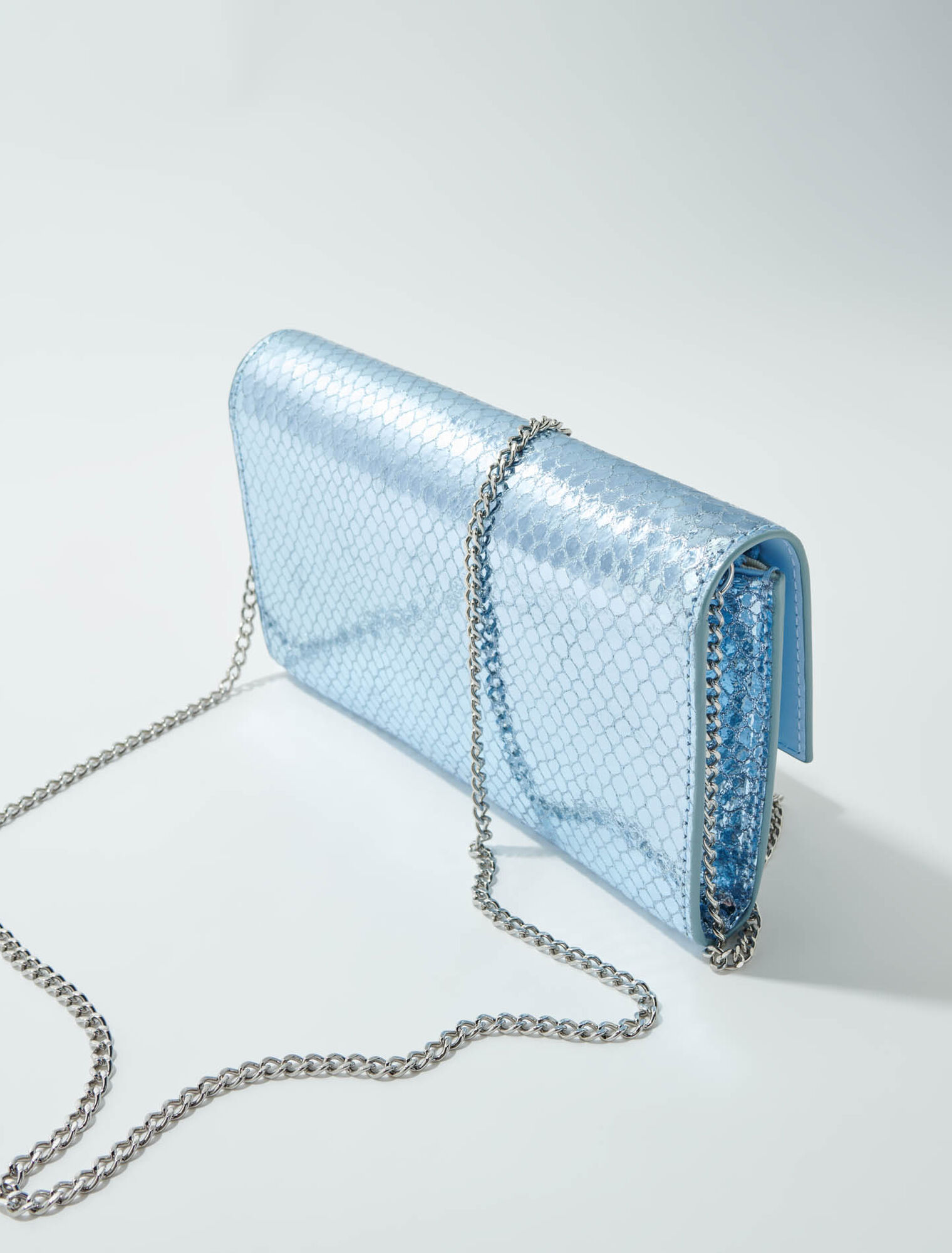 Mock croc leather clutch bag