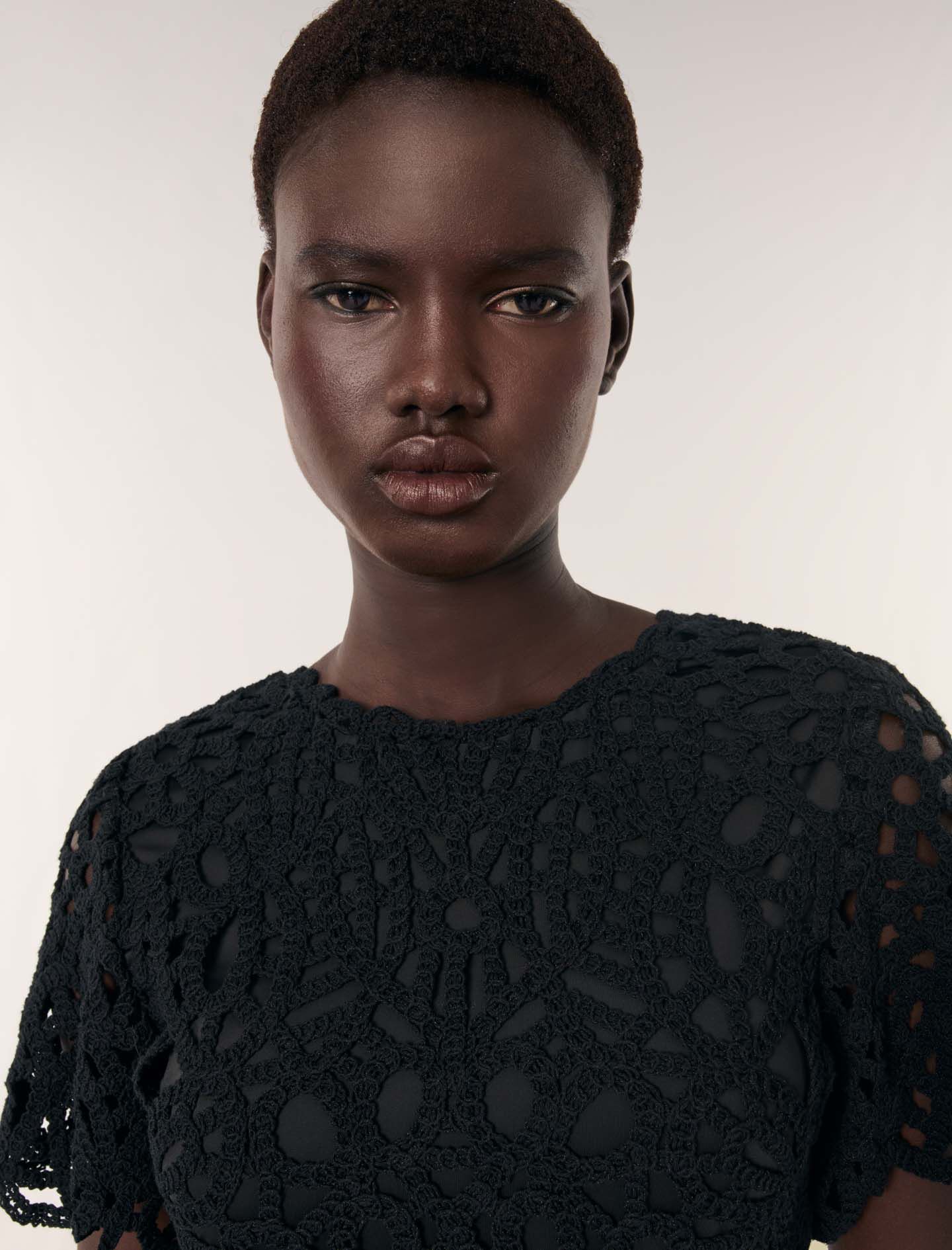 Mini crochet dress Black / Gray For Women | Maje
