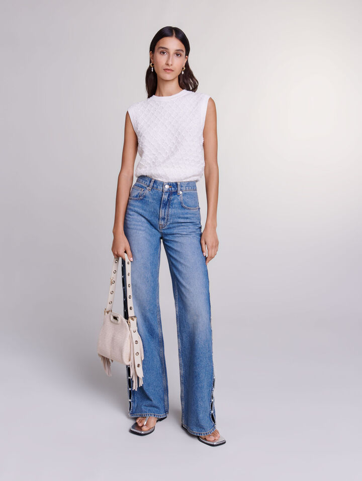 Beaded cutaway jeans