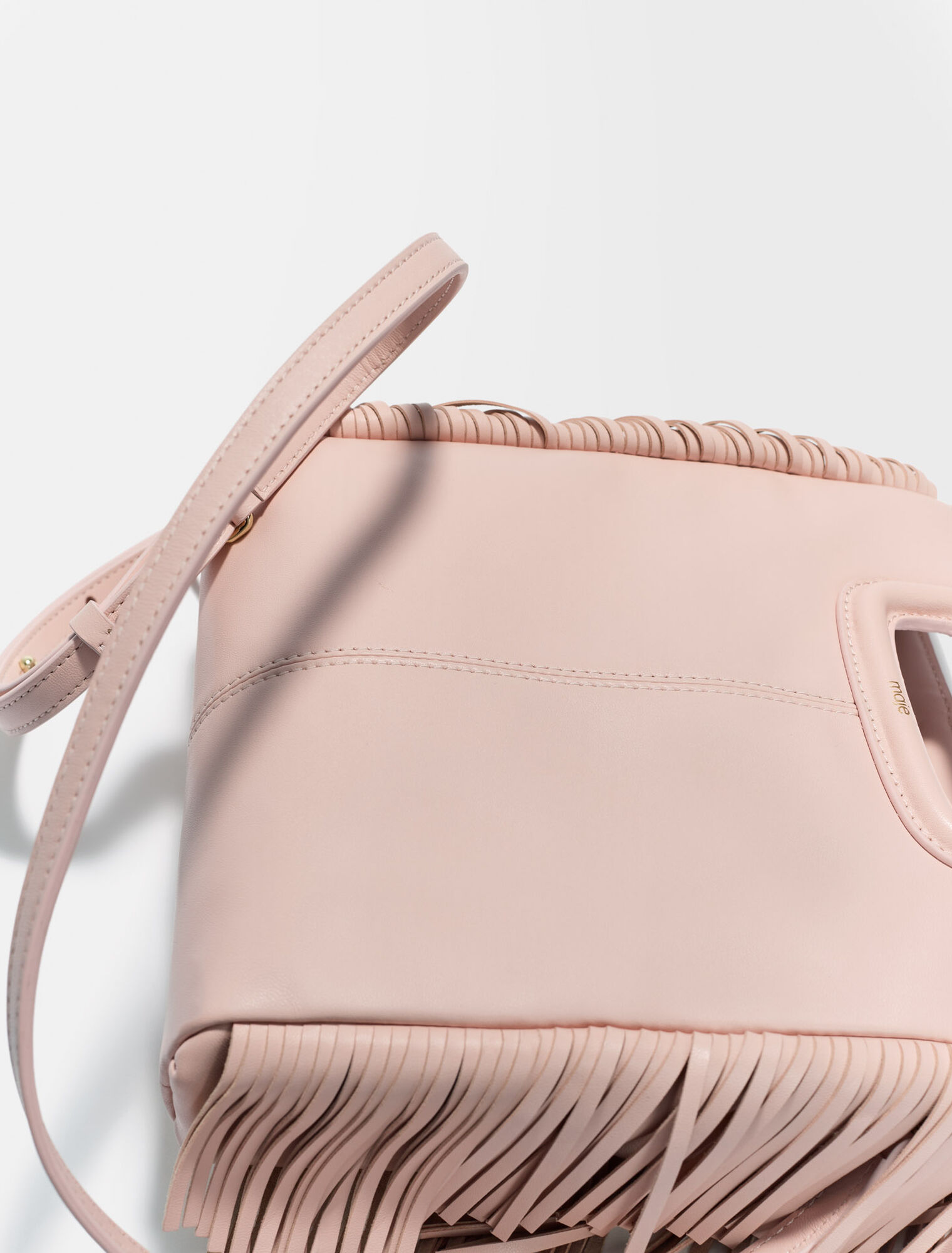 Smooth leather M bag with fringing