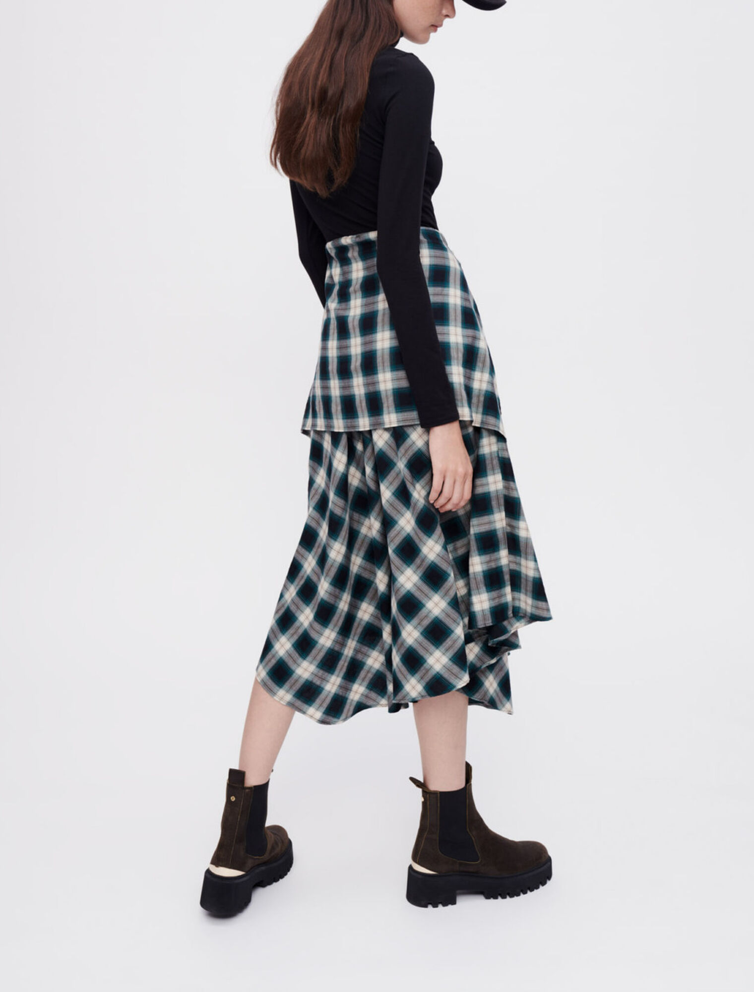 Mixed-material trompe l'oeil dress