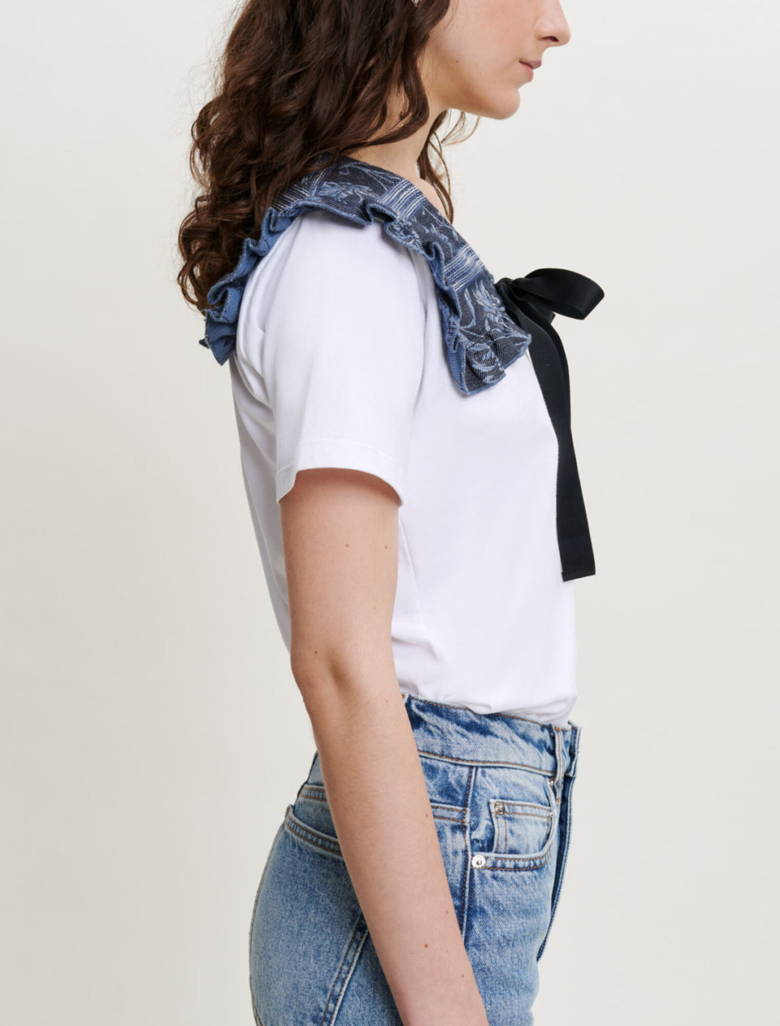 Mixed-material tee-shirt