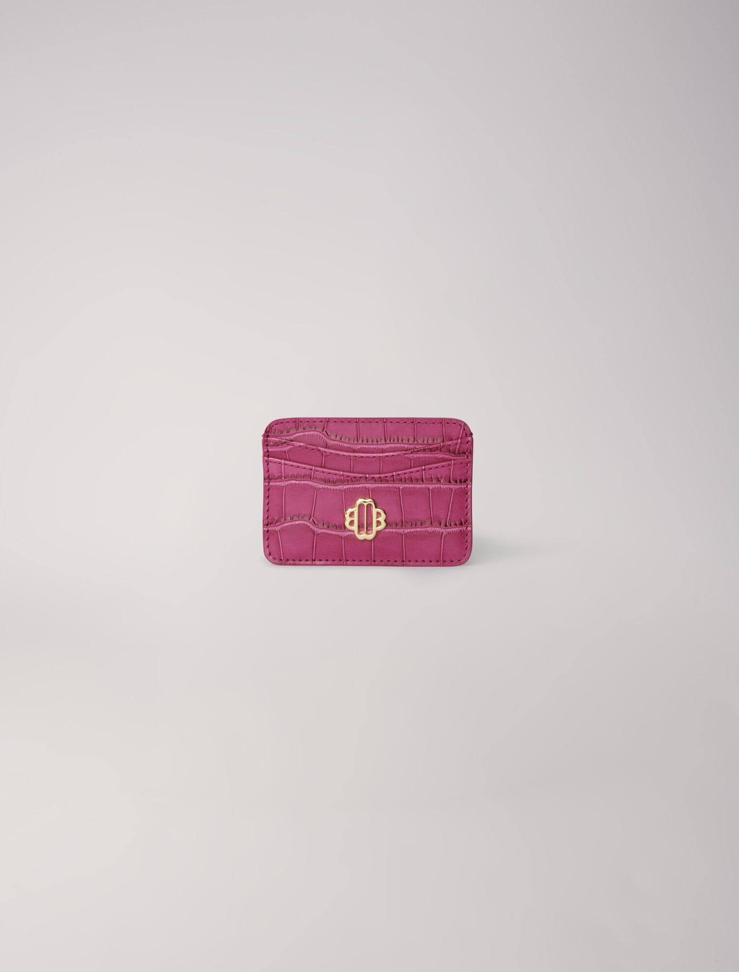 Mock croc embossed leather card case