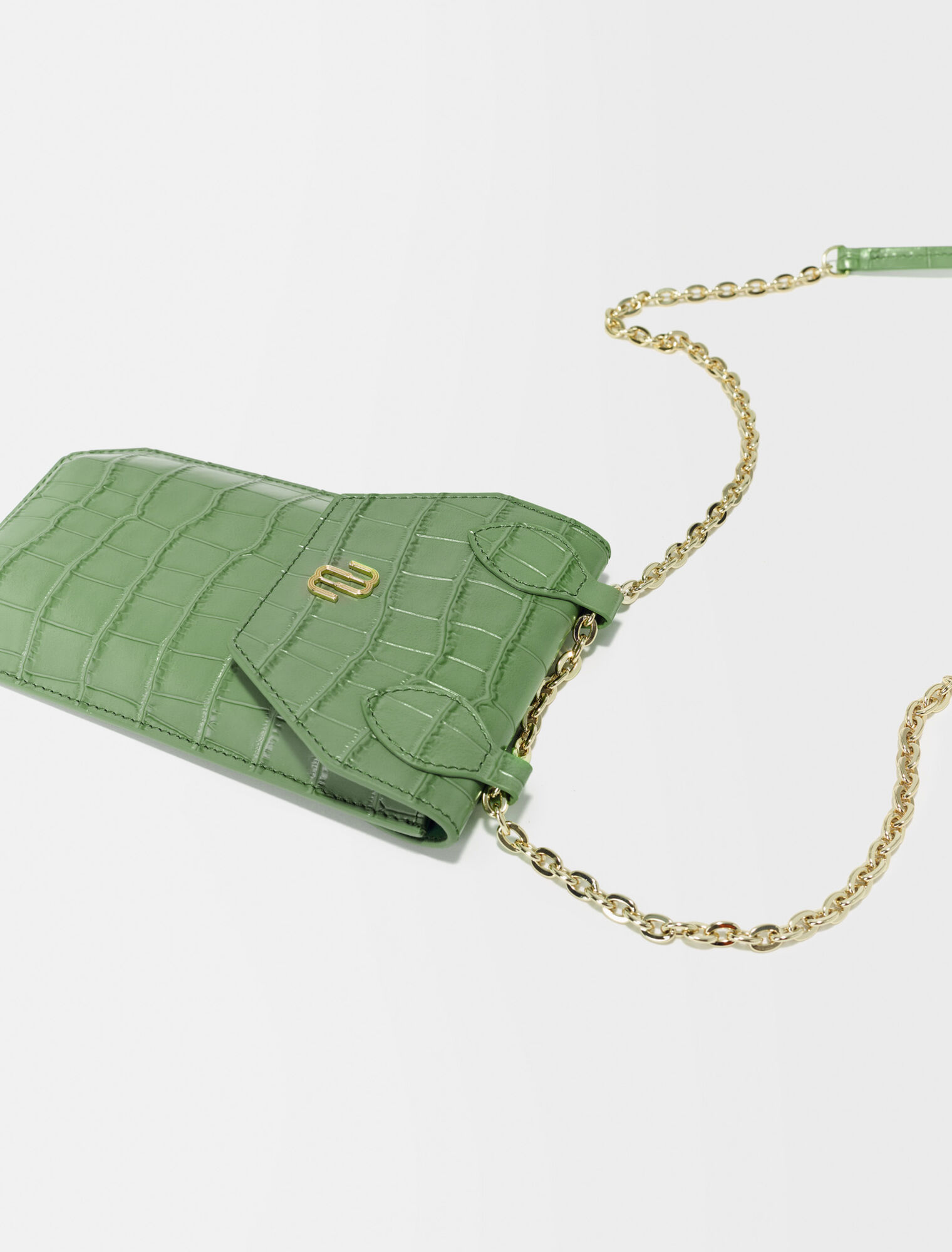 Croco embossed leather phone holder