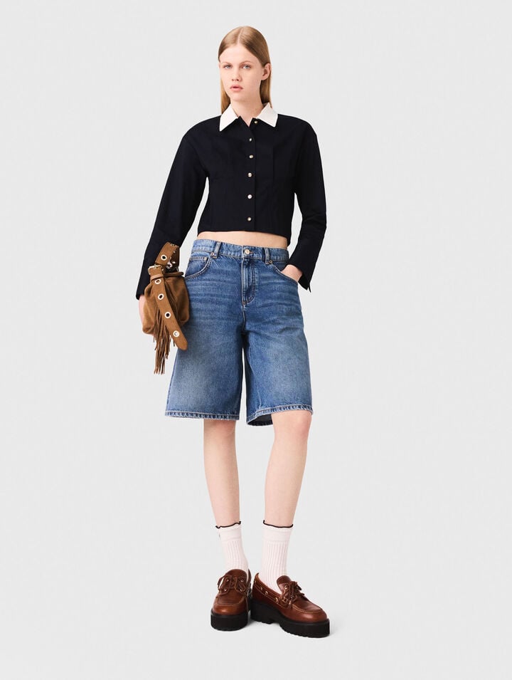 Cropped poplin shirt