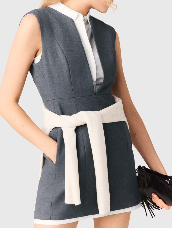 Layered-effect tailored dress