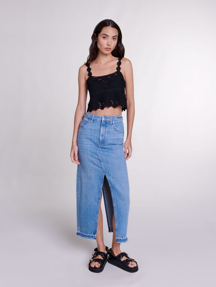 Long denim skirt