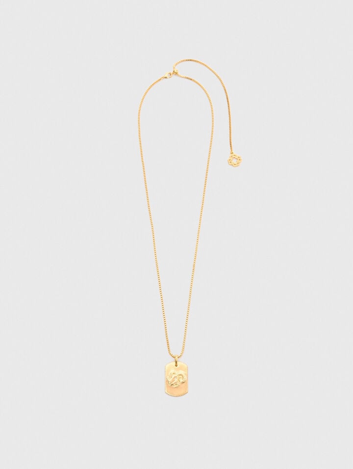 Zodiac sign plaque necklace