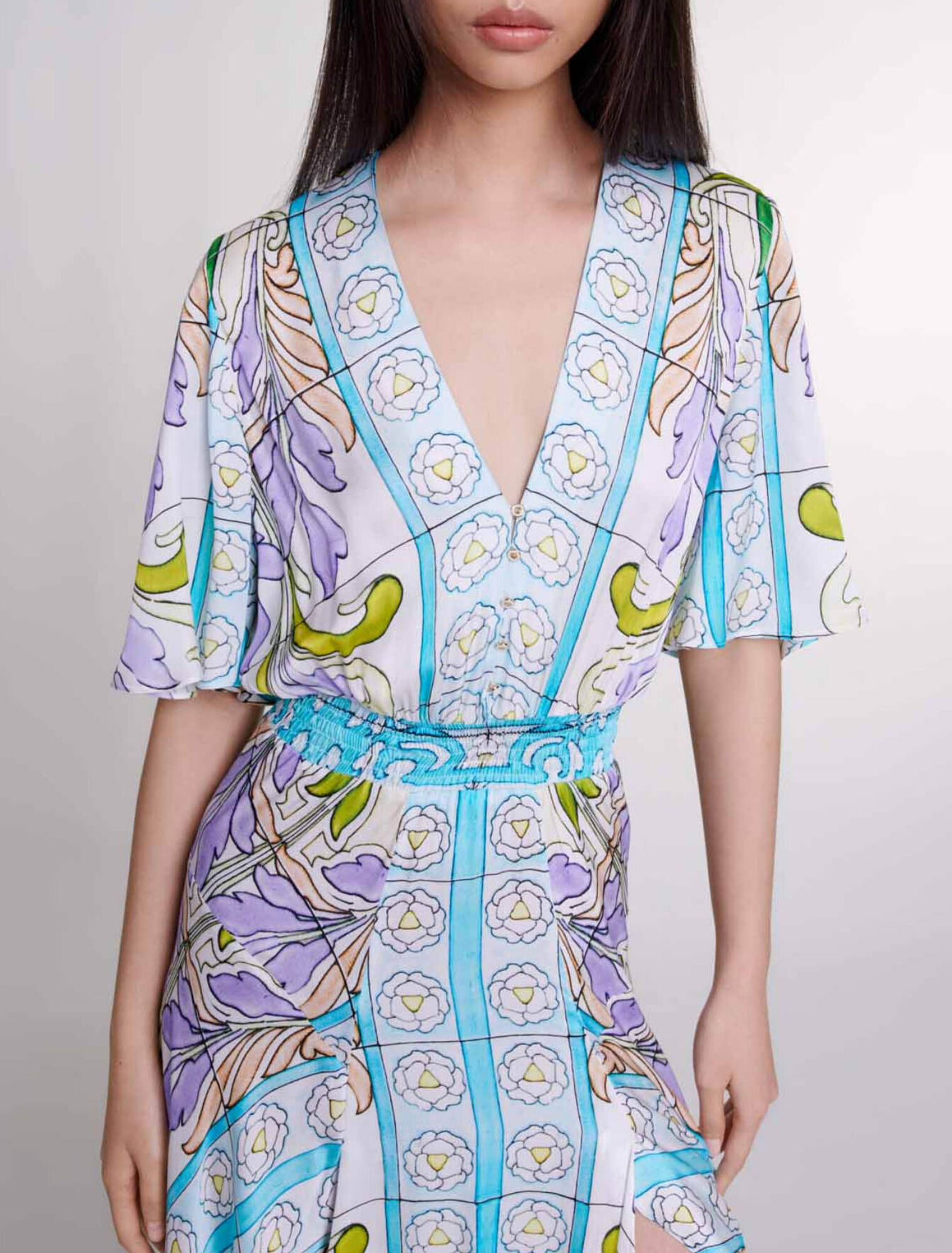 Satin-look patterned maxi dress