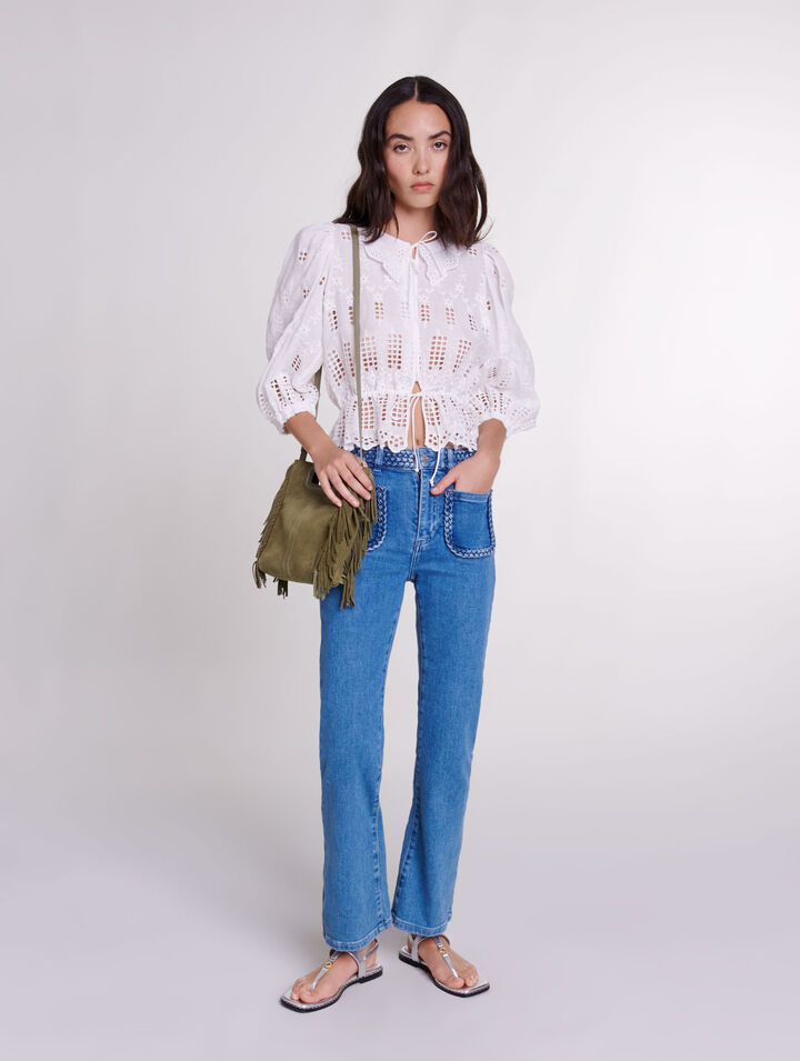 Embroidered ramie blouse