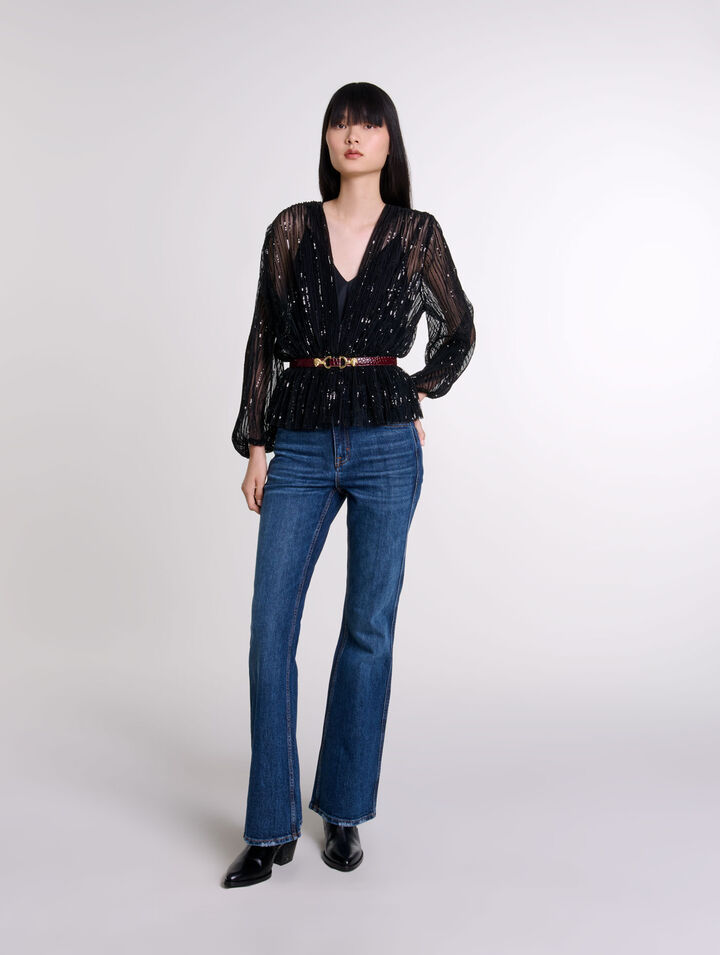 Belted sequin top