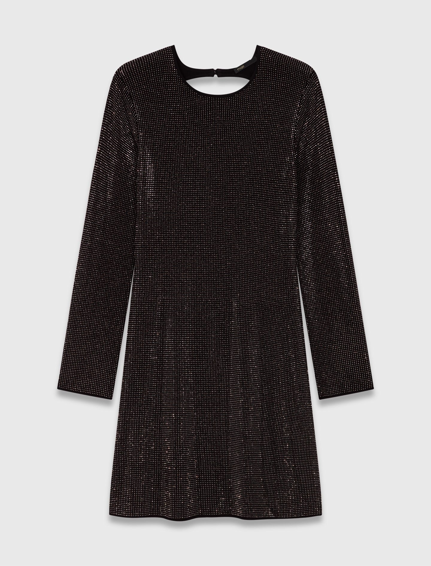 majeページ Short rhinestone knit dress Black / Gray For Women | Maje