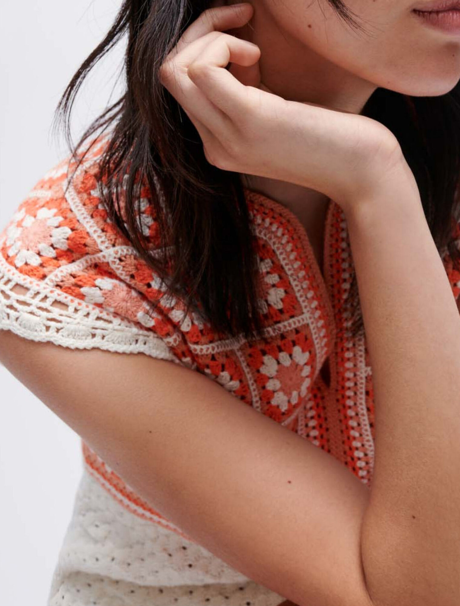 Two-colour crochet dress