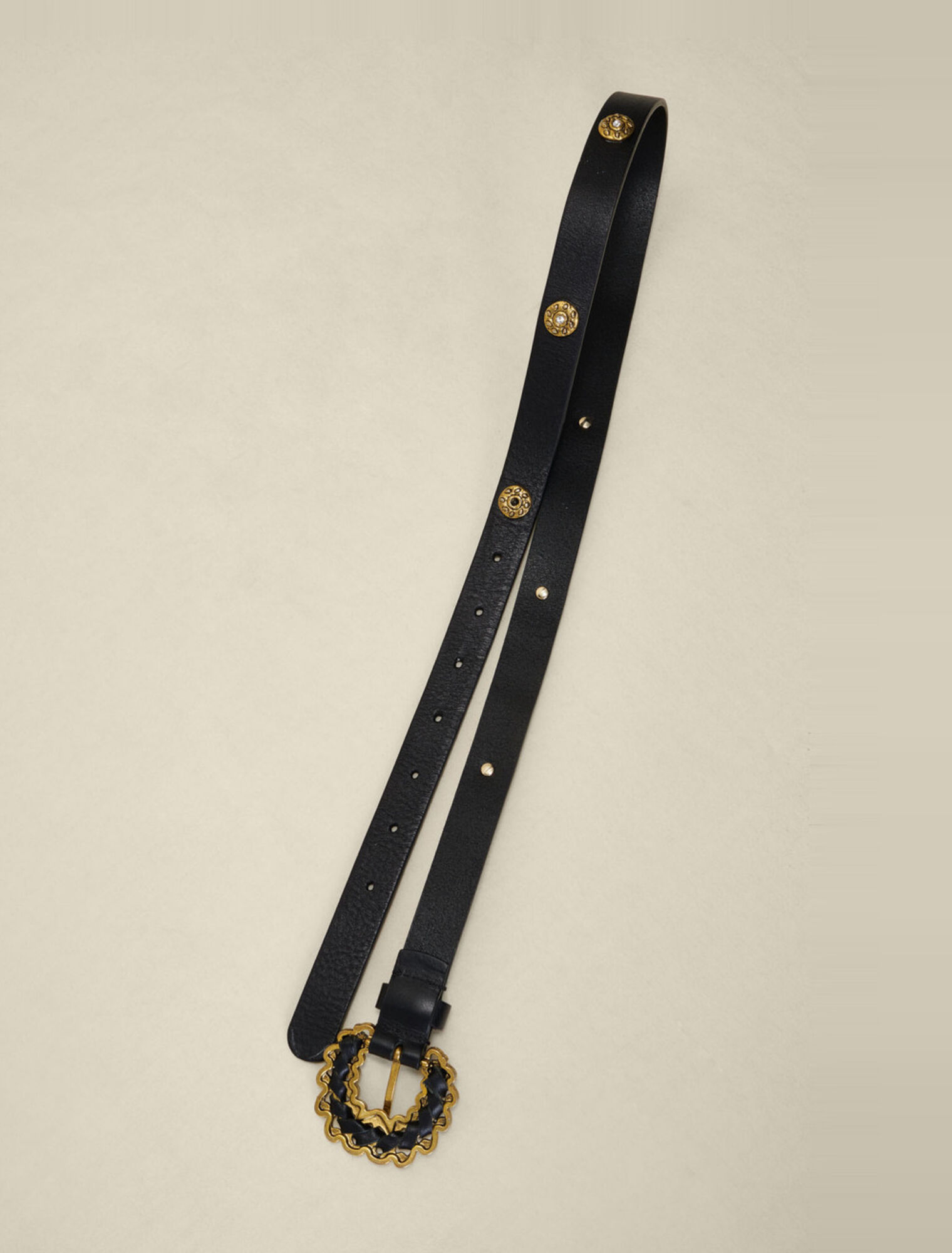 Rhinestone leather belt