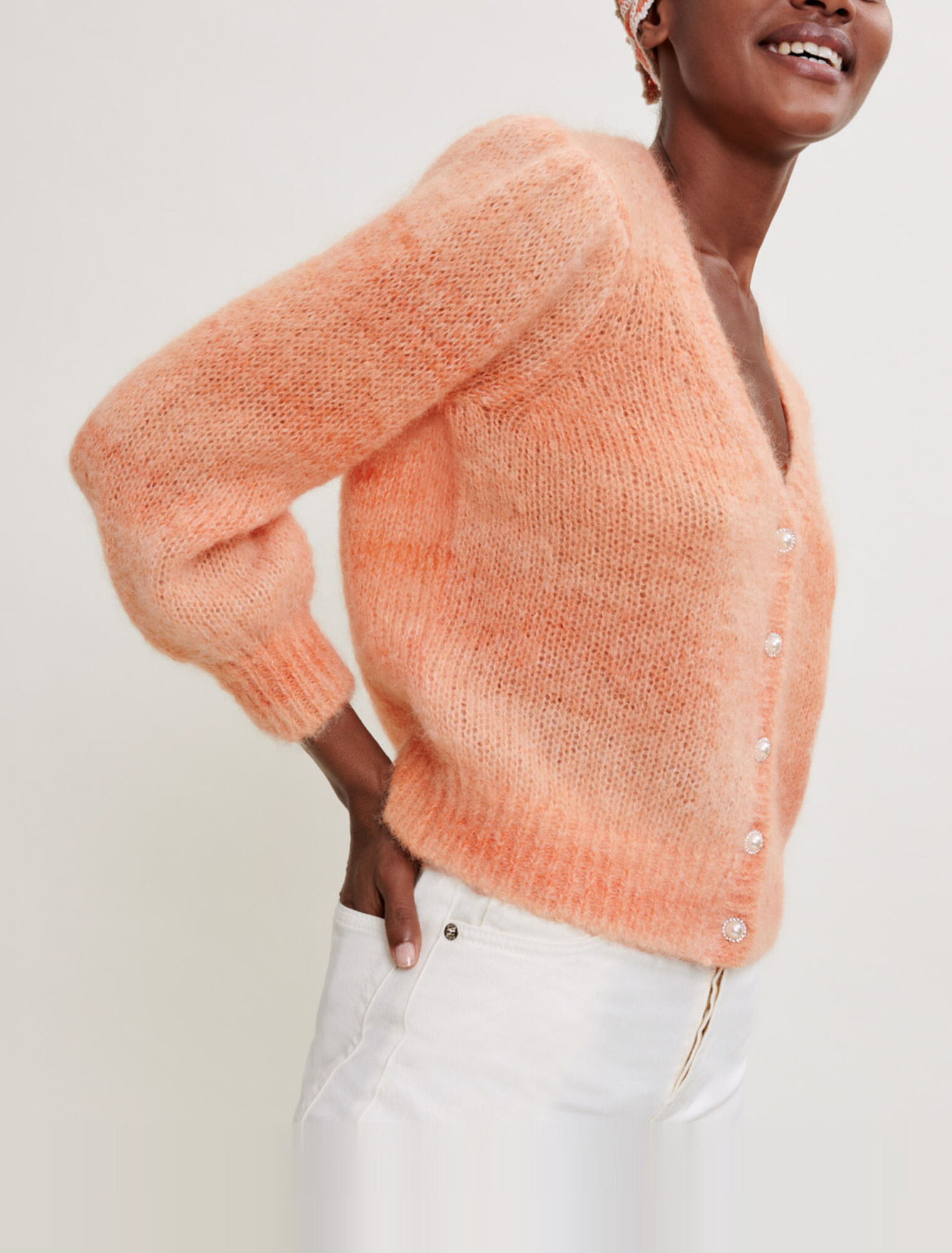 Printed mohair cardigan