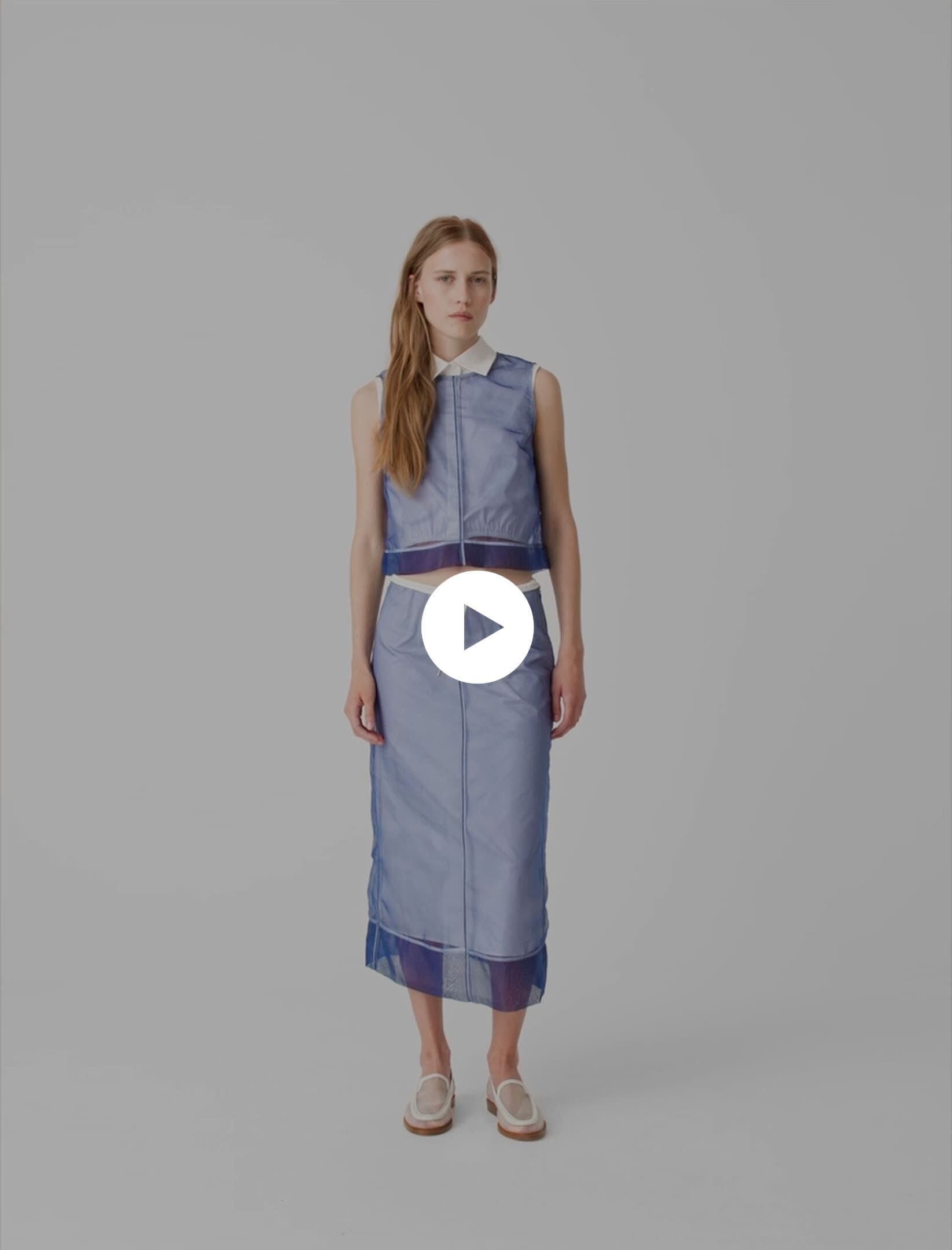 Cotton and removable organza skirt Blue For Women | Maje