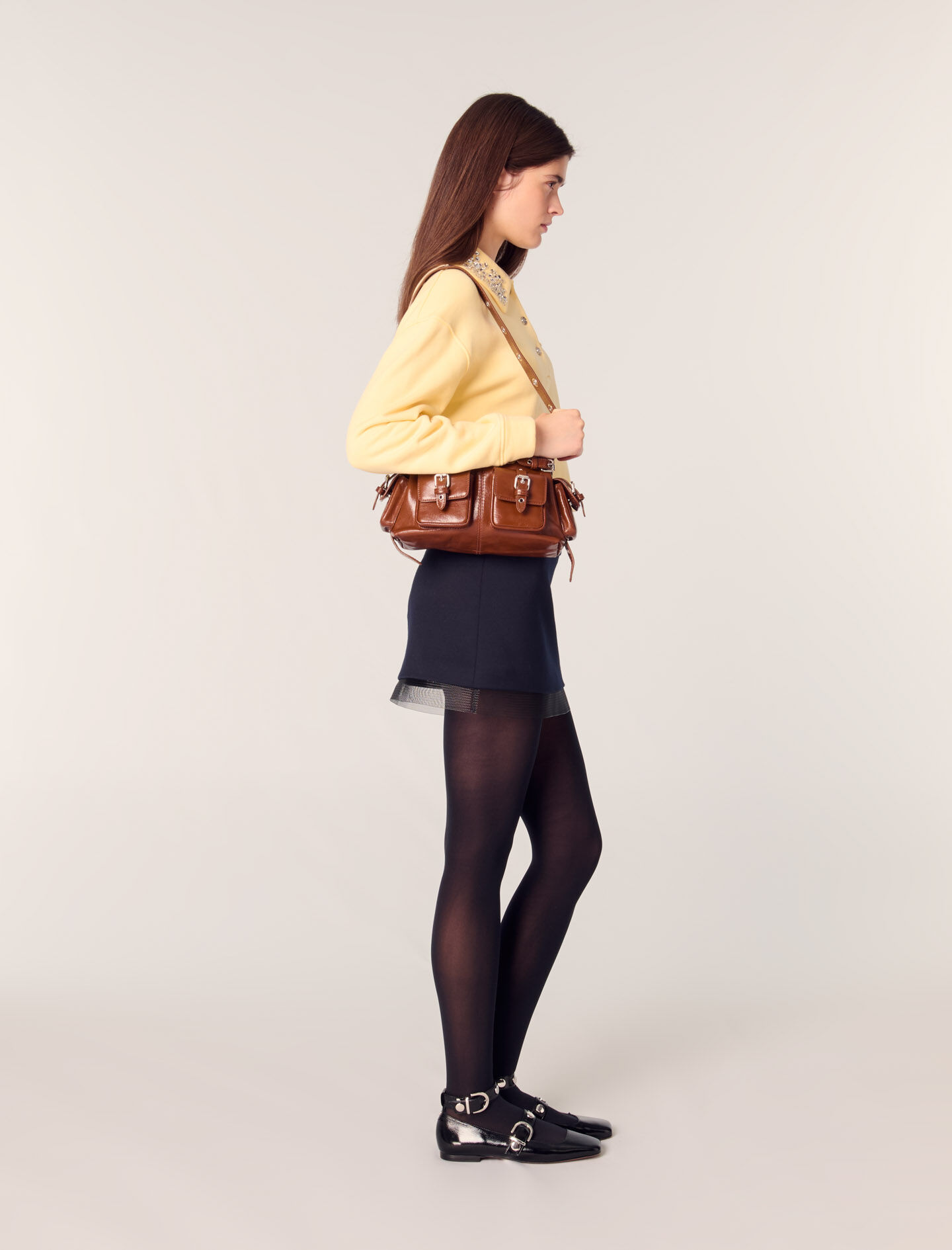 MAJE 売れ筋商品|||マージュ ニット&セーター アウター レディース Sweaters Yellow Jewellery collar cropped sweater Yellow / Orange for Women