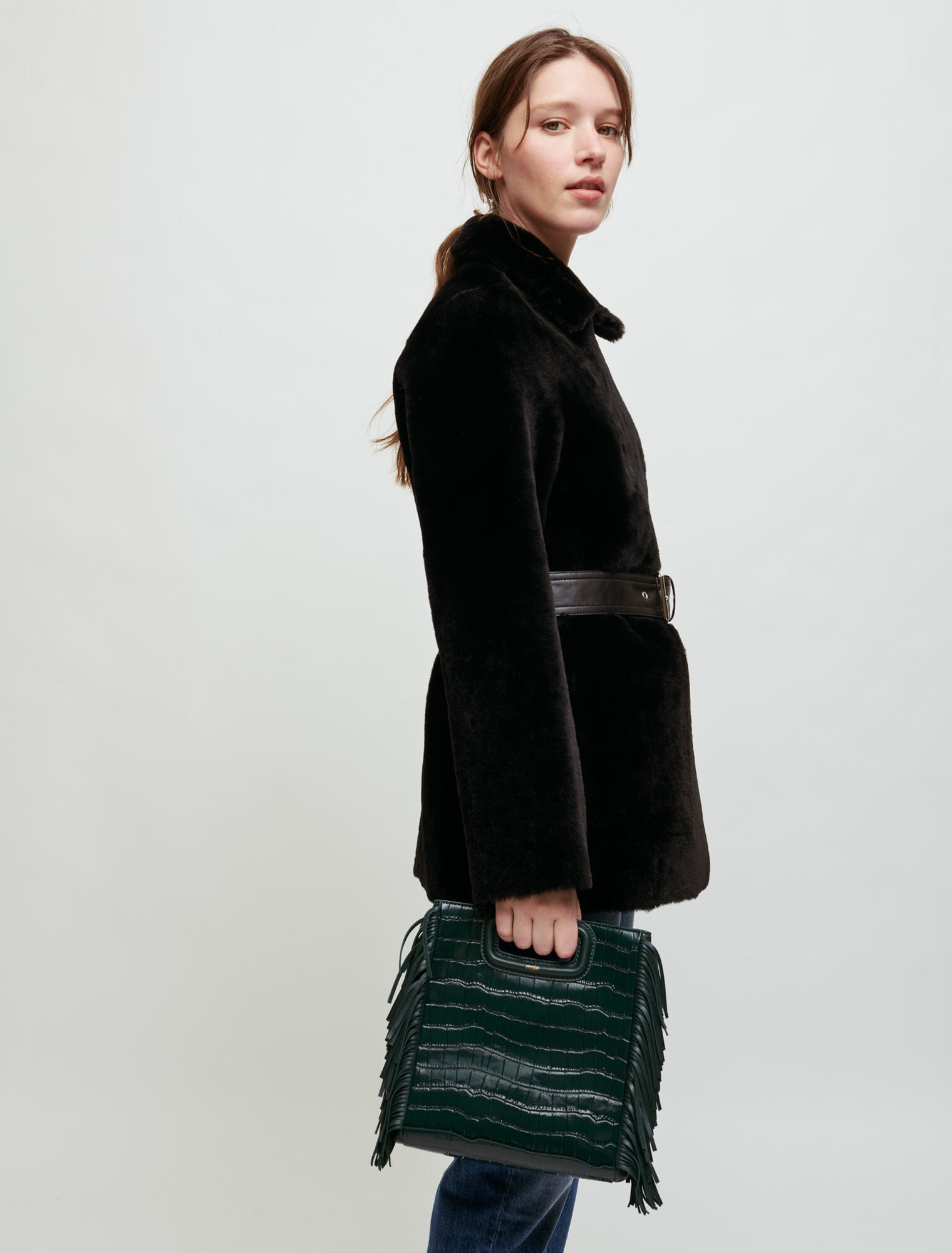 M bag in crocodile-effect leather