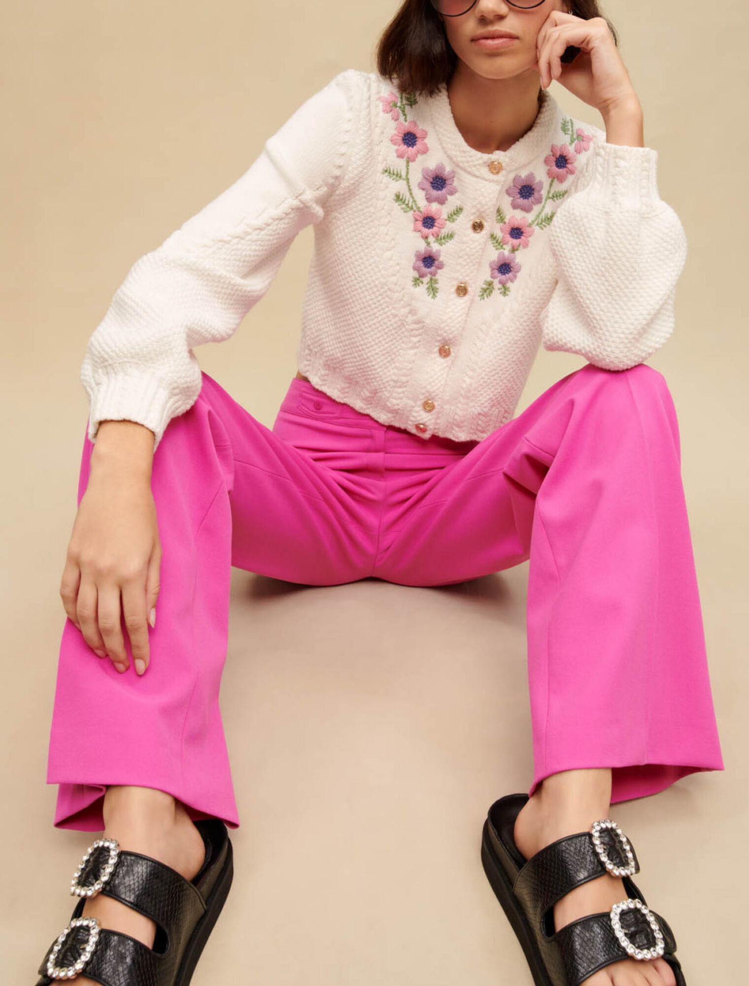 Wide-leg suit pants