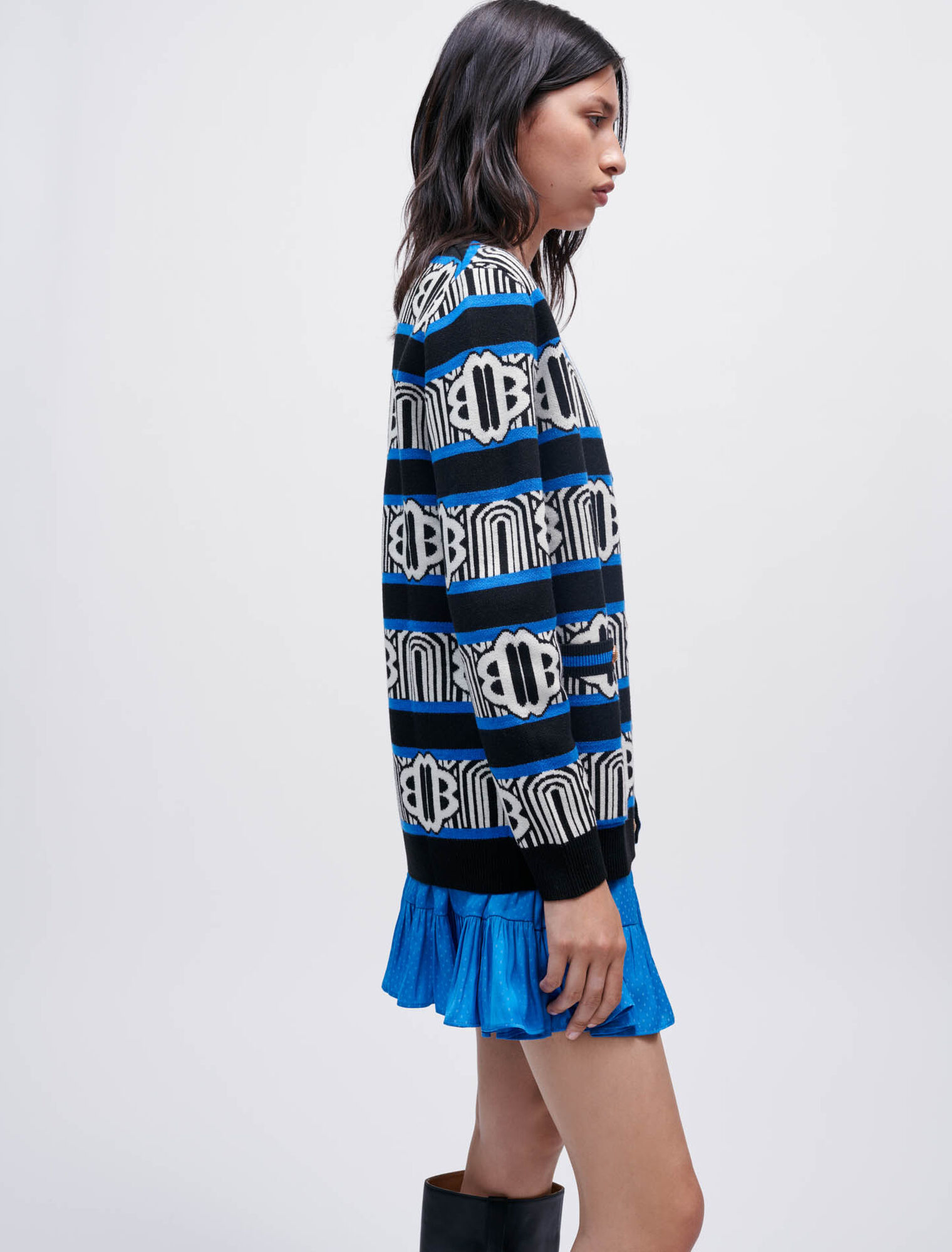 Cardigan in decorative Maje Clover knit