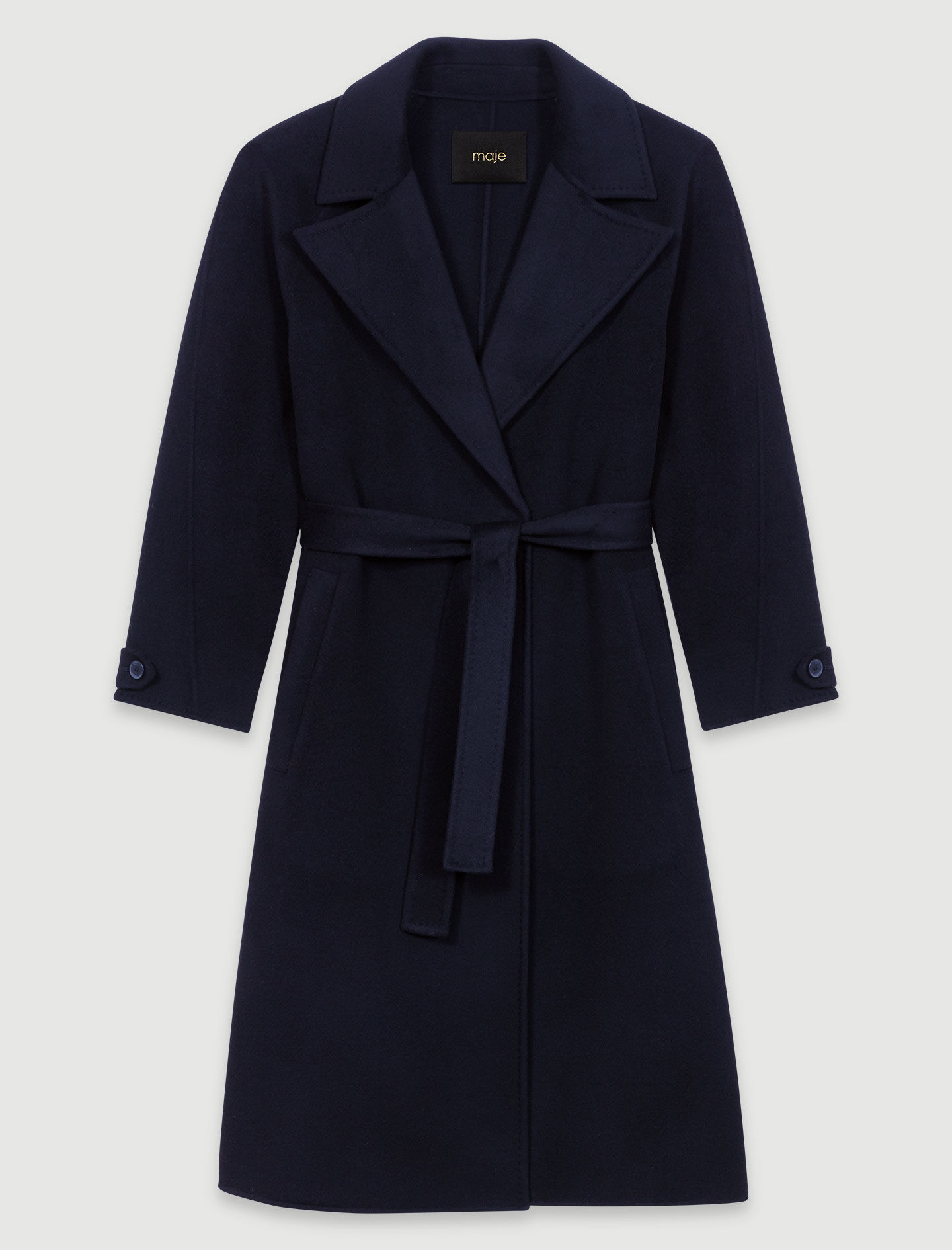 Double-faced mid-length coat Black / Gray For Women | Maje