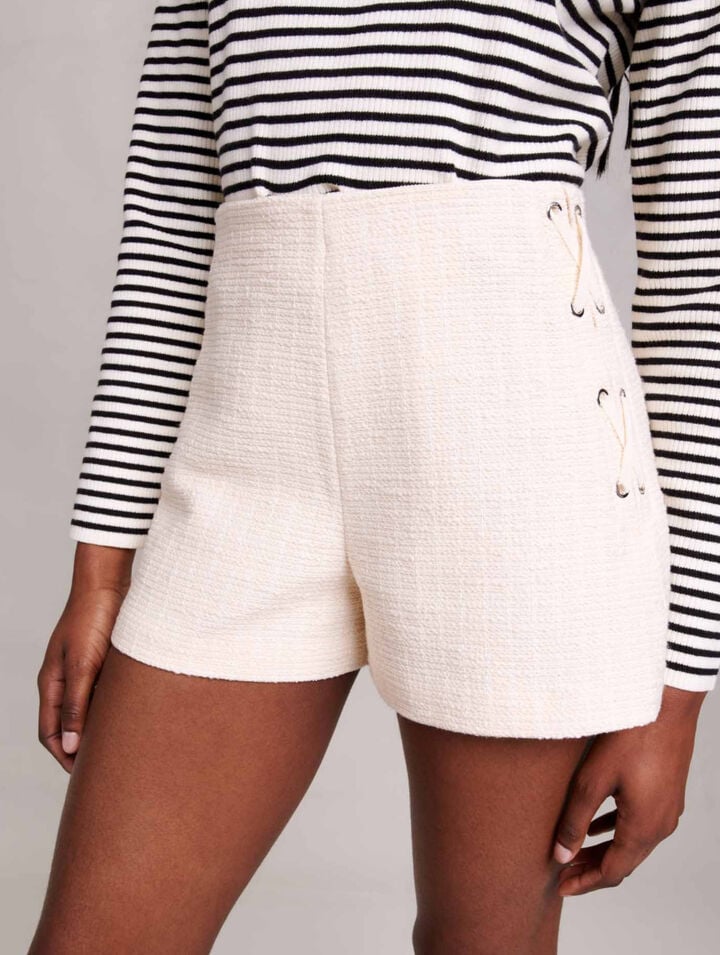 A-line shorts in tweed