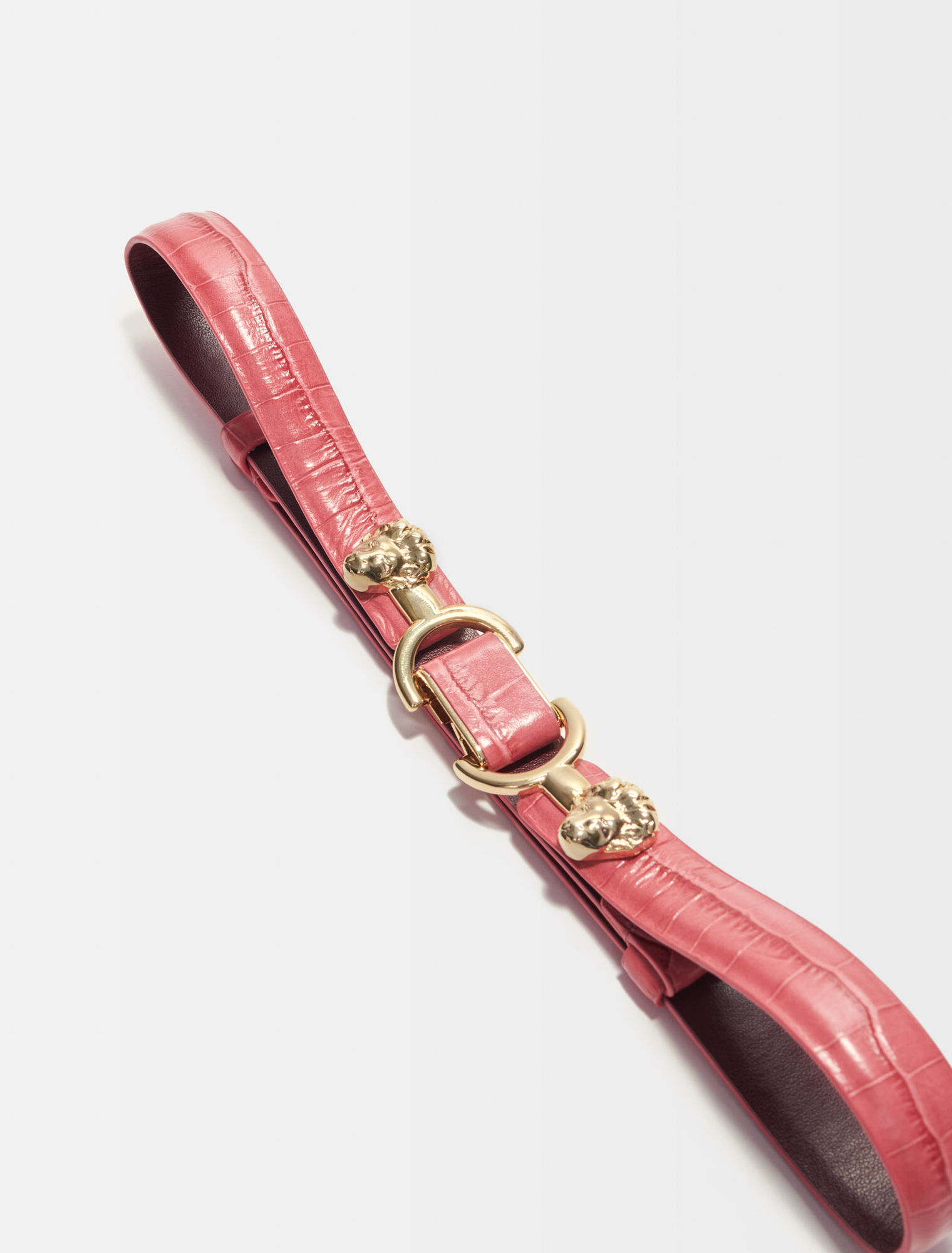 Thin leather belt with lion bit