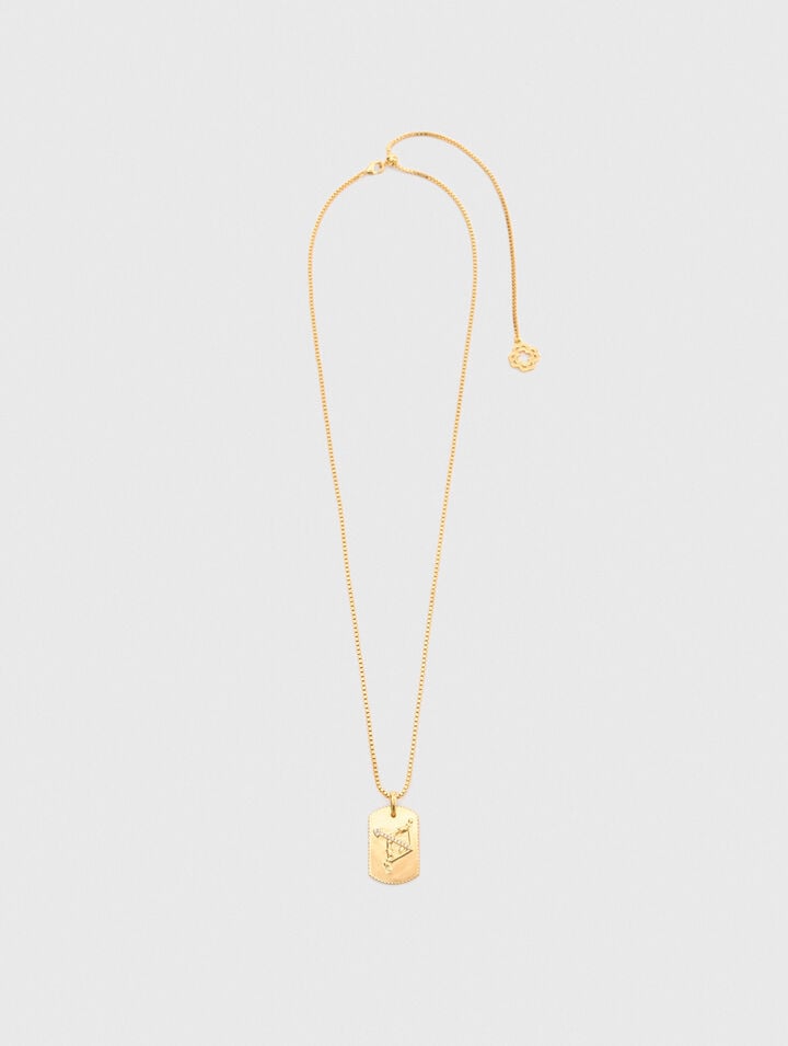 Zodiac sign plaque necklace