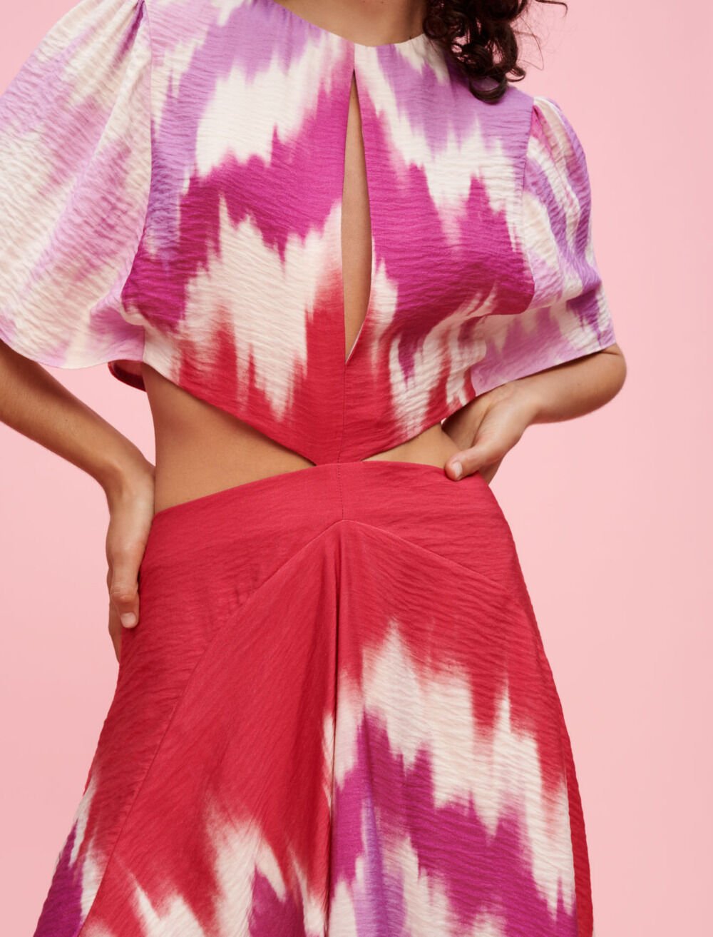 Tie and Dye asymmetrical scarf dress Pink For Women Maje