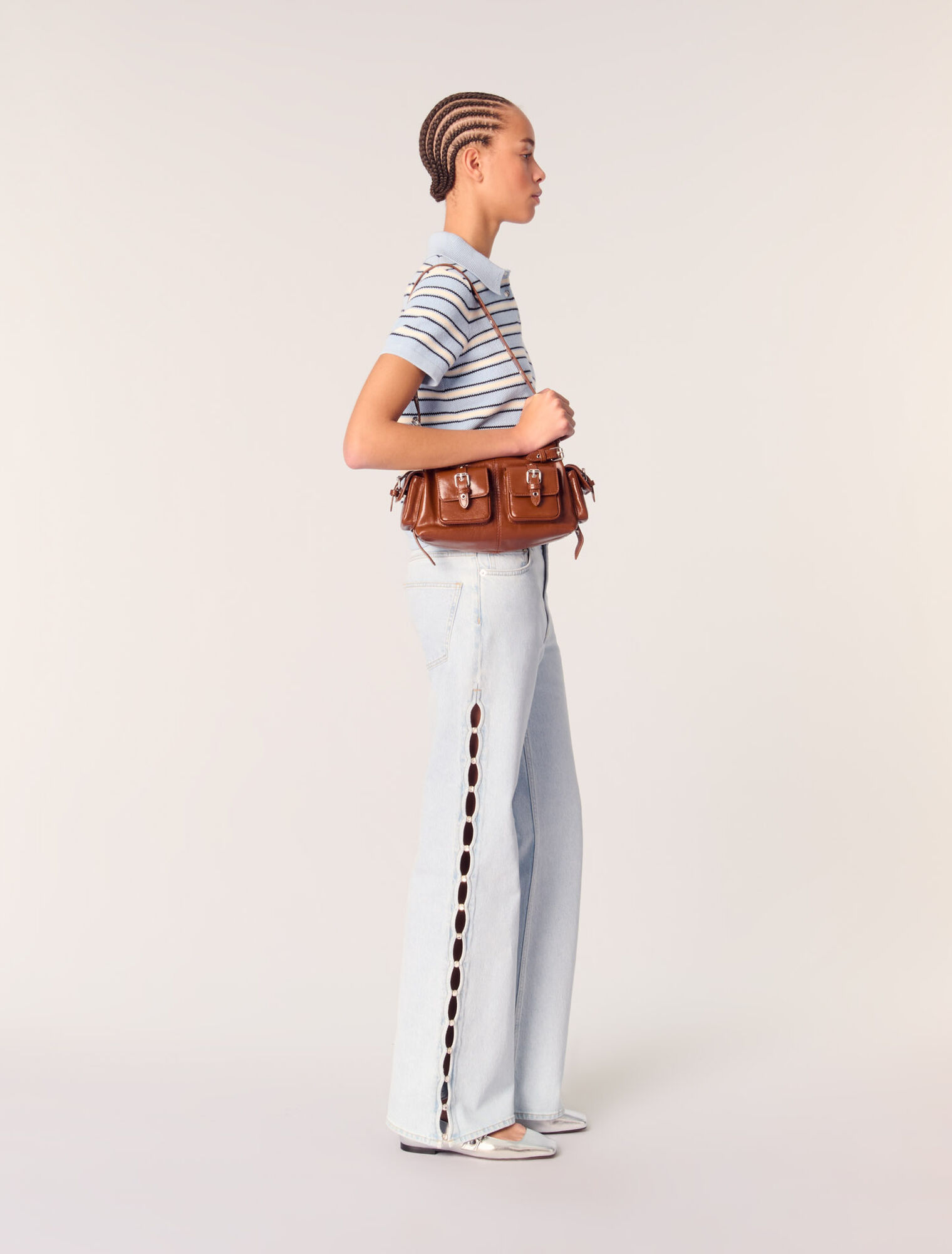 Striped knit polo short sleeve shirt