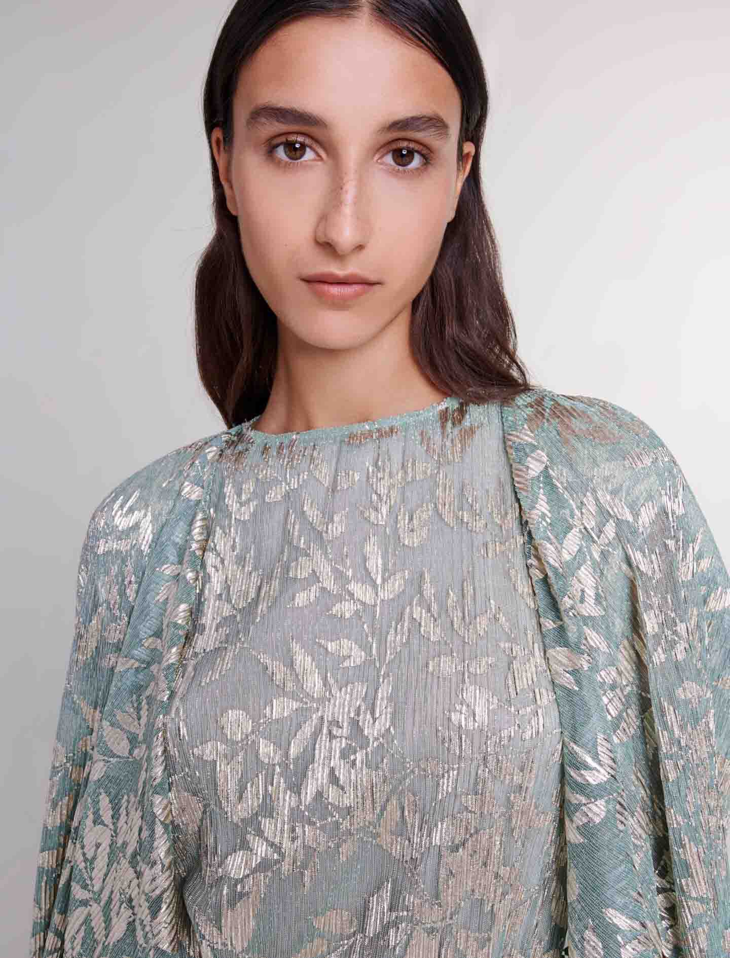 Maxi dress with cape Green For Women | Maje