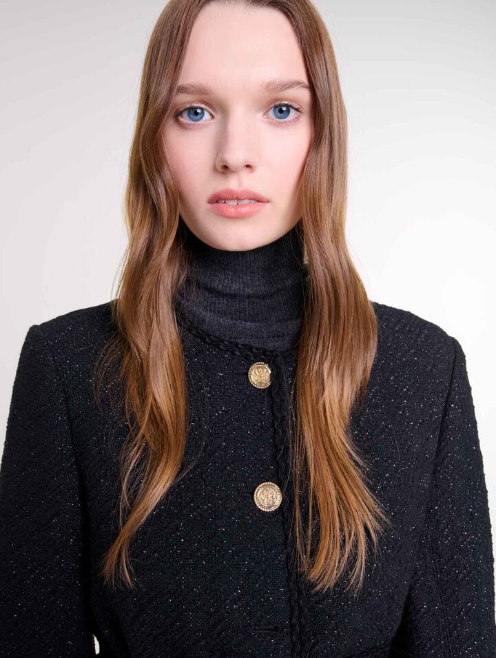 Belted shiny  tweed jacket