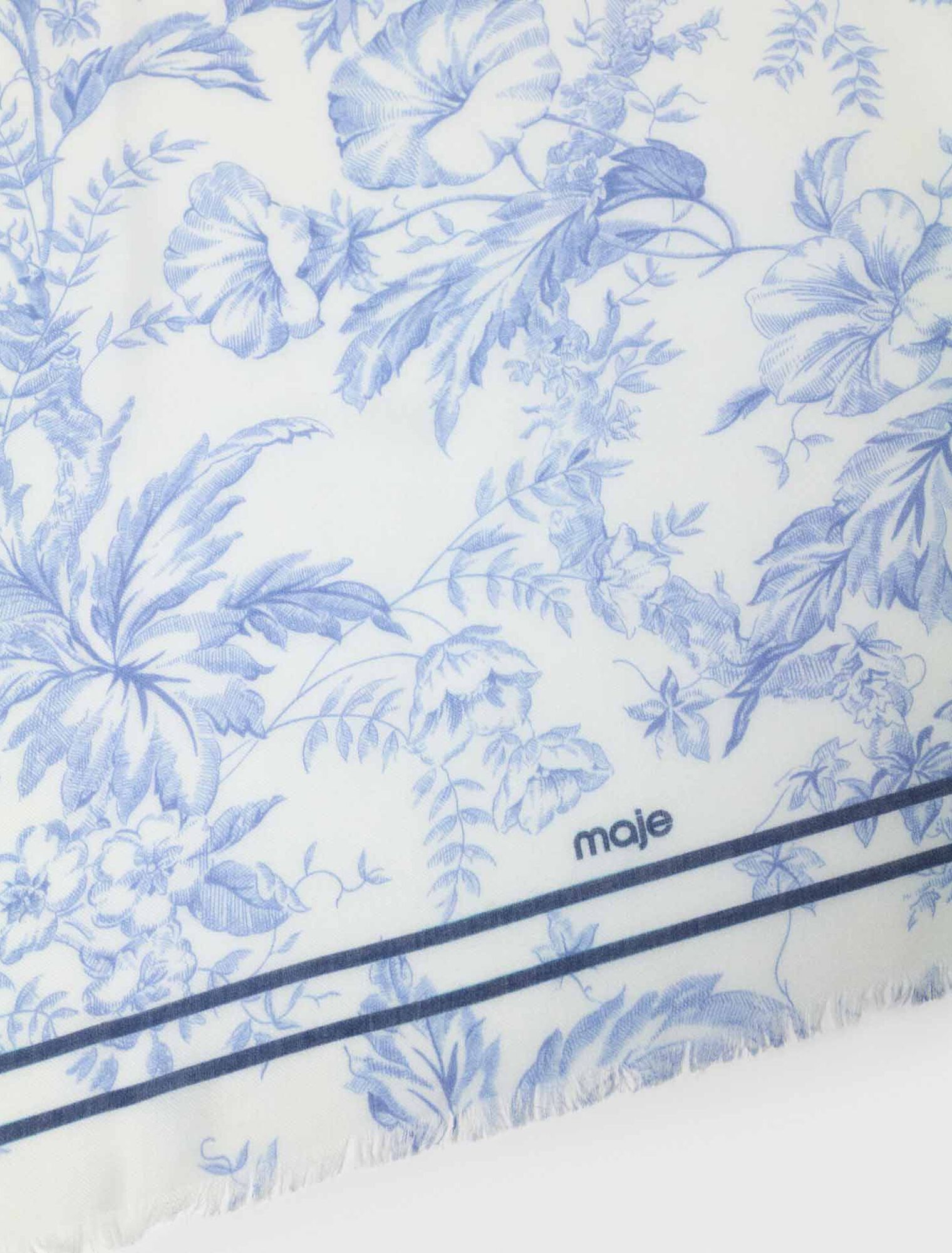 Floral print wool blend shawl