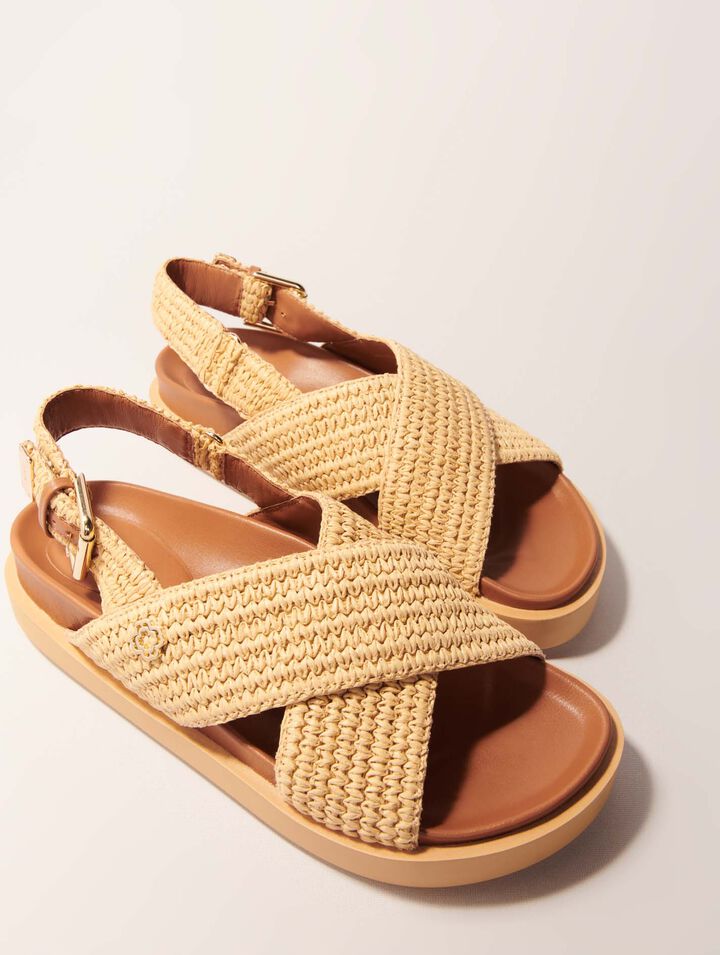 Raffia-effect flat sandals