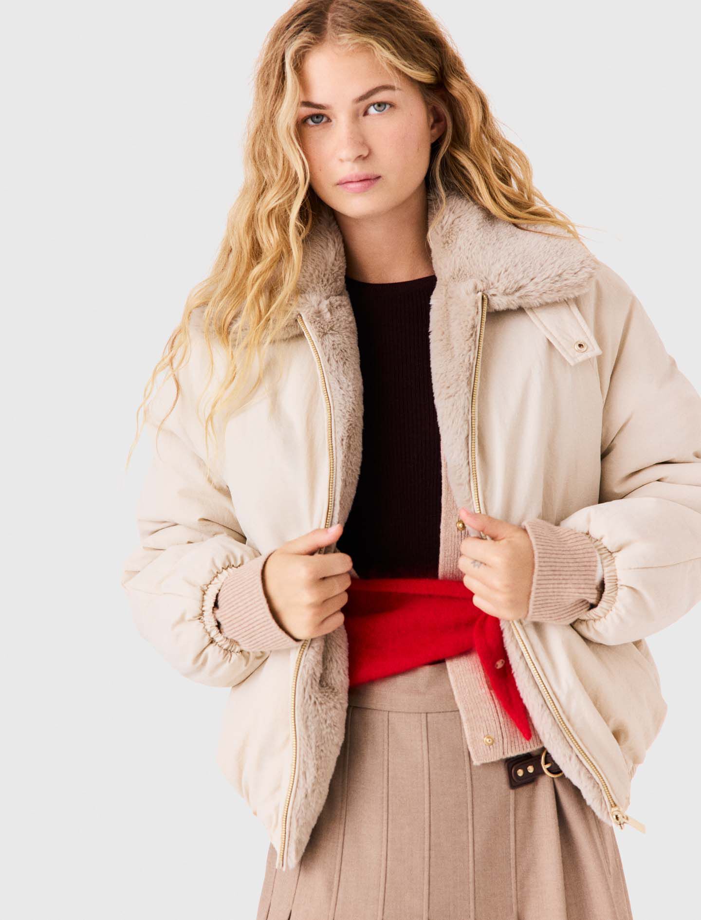 Reversible Faux Fur Puffer Jacket